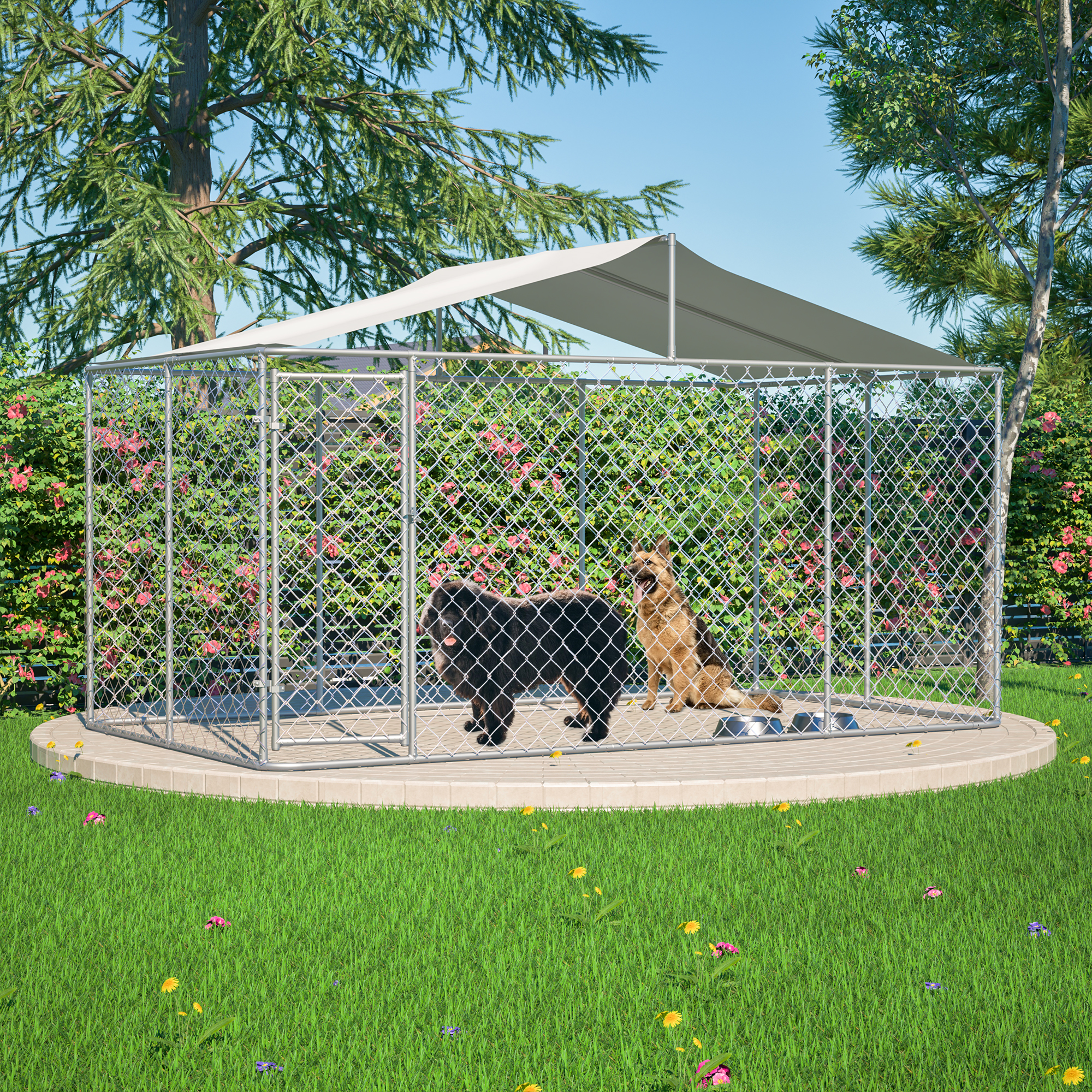 Chenil Chien Extérieur 13,1x7,5x7,6 pi Chaîne Galvanisée Anti-UV