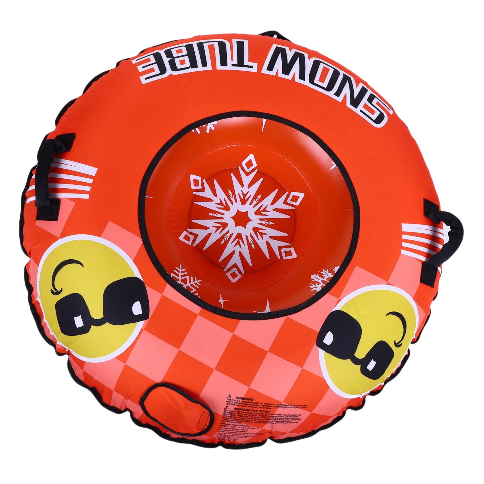 Tube glisse neige 43.3 po PVC, traîneau hivernal orange gonflable
