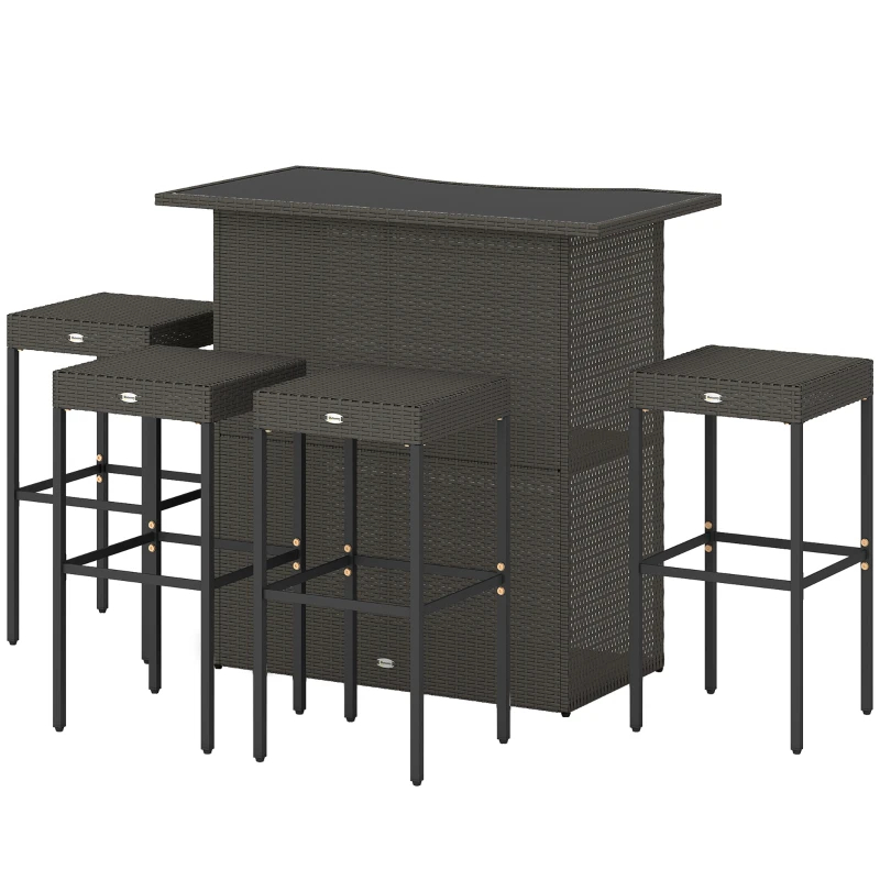 Ensemble bar rotin 5 pièces 4 tabourets