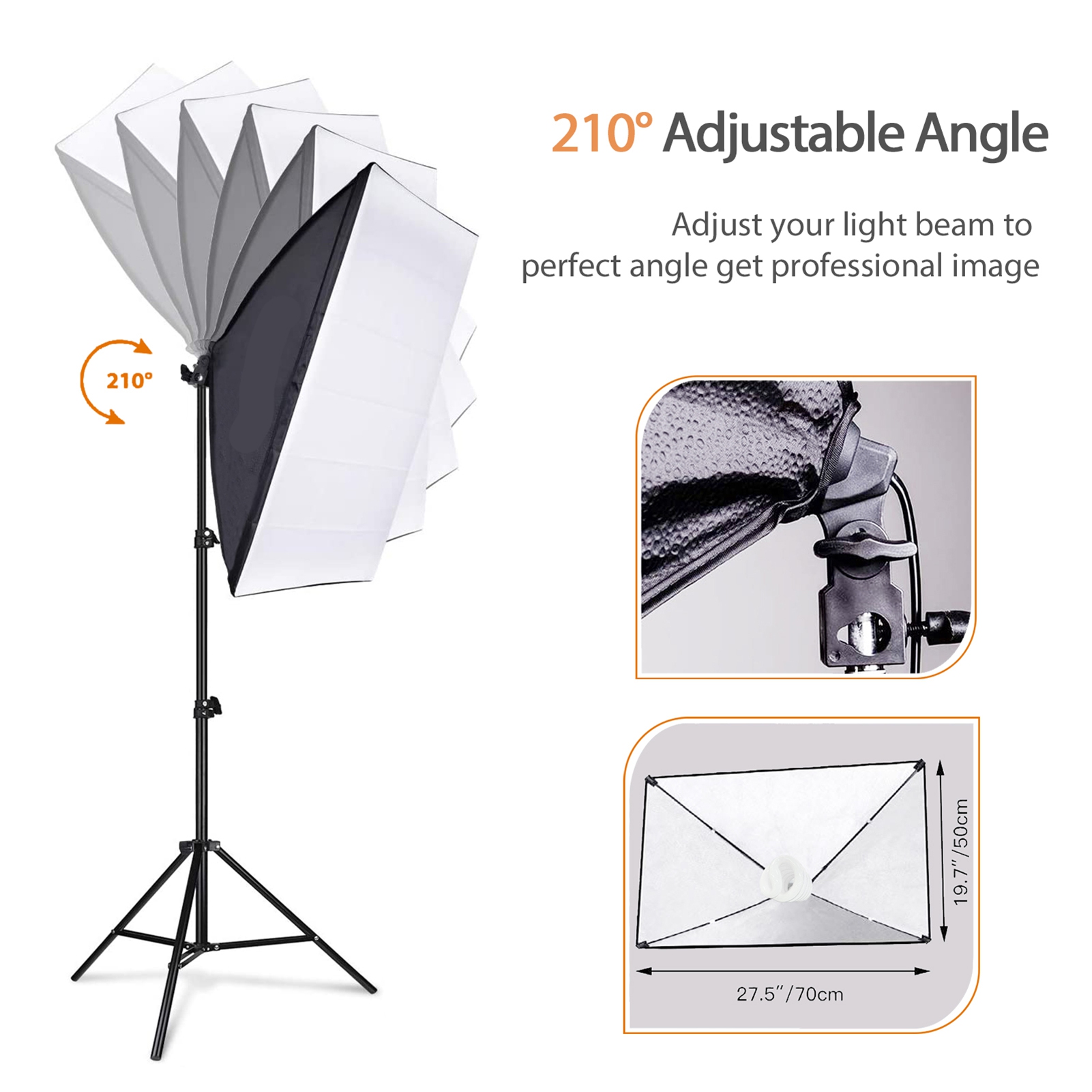 Kit lumière studio LED 85W, température variable, softbox