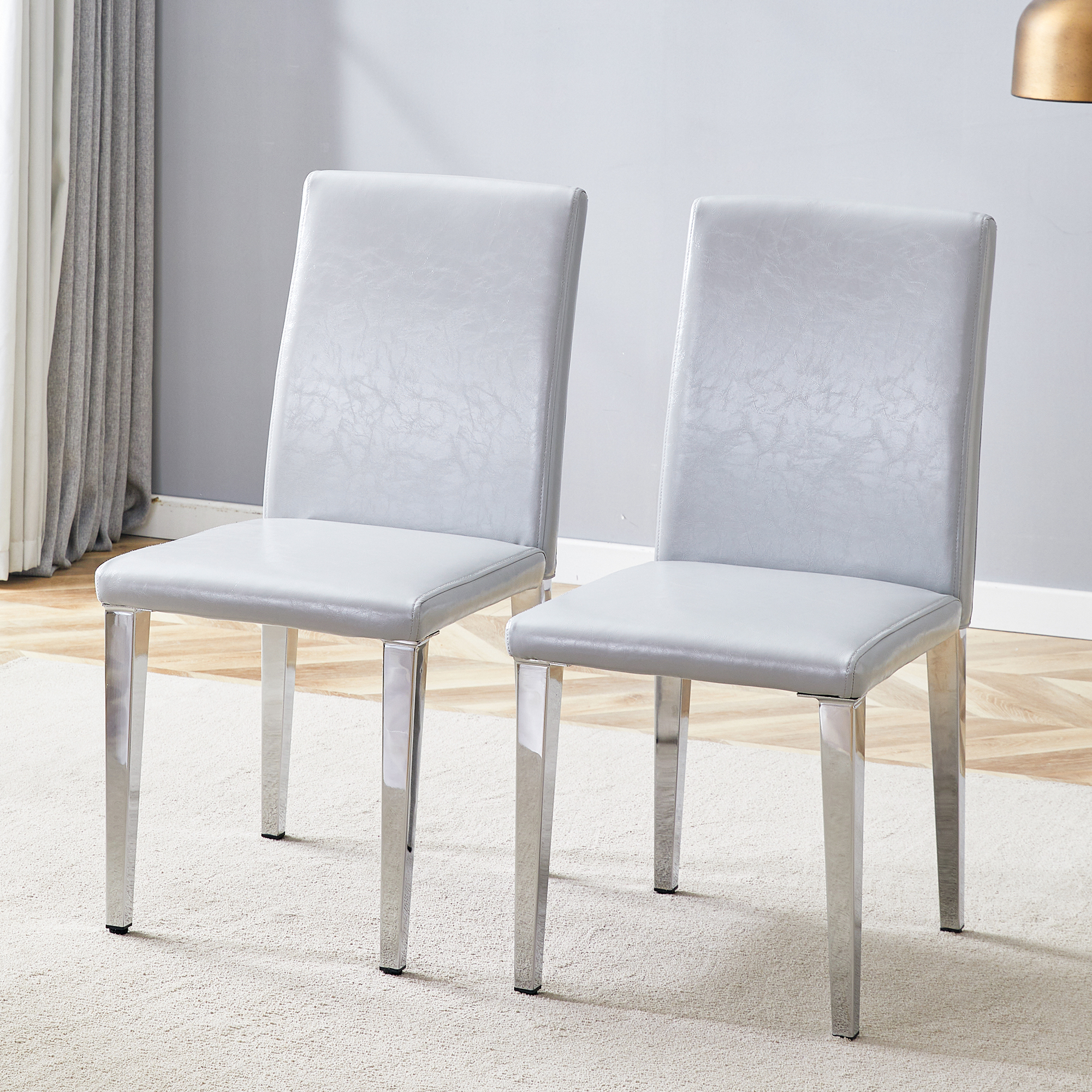 Chaises salle à manger gris 2x, confortables polyuréthane