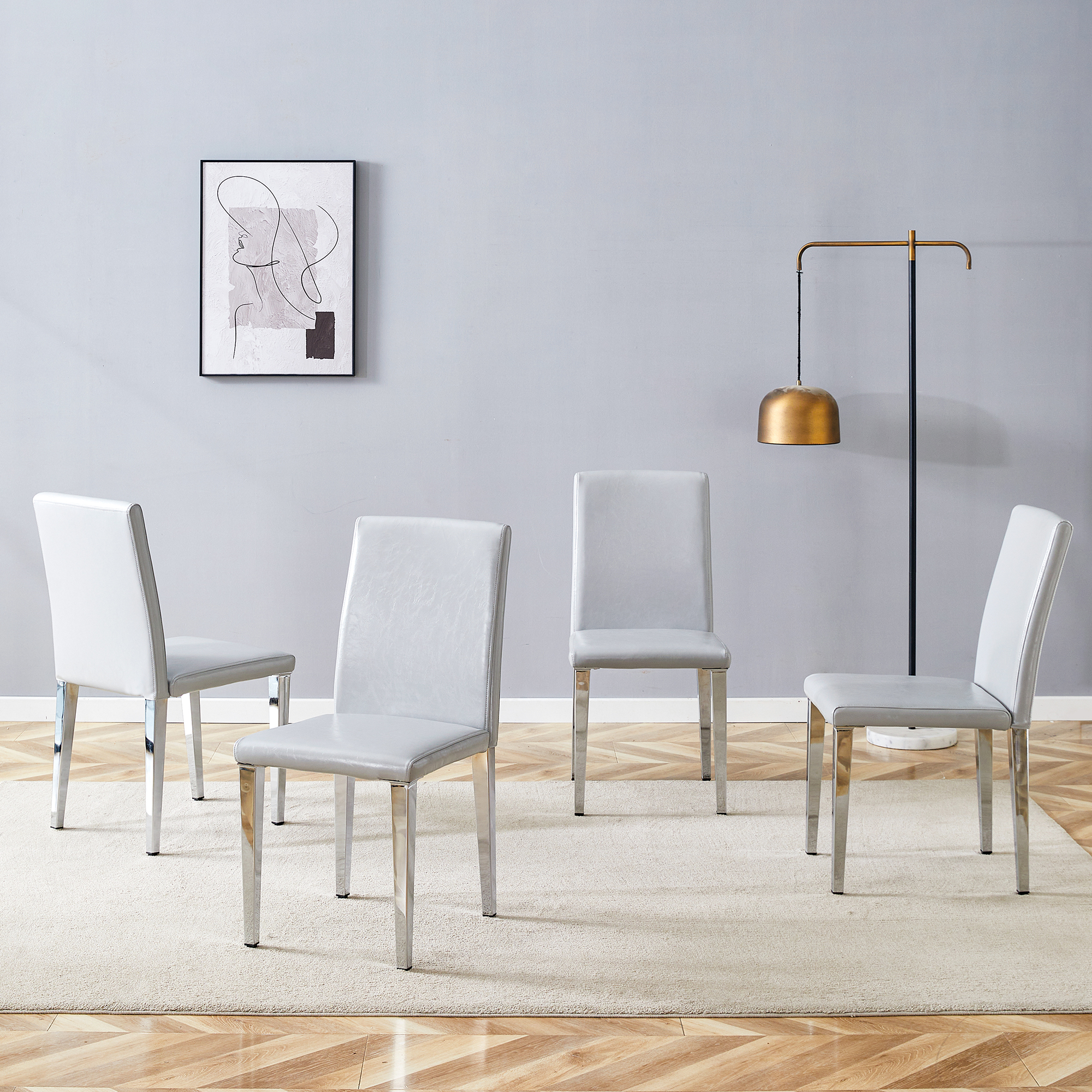 Chaises salle à manger 4 gris clair PU W1151P269055