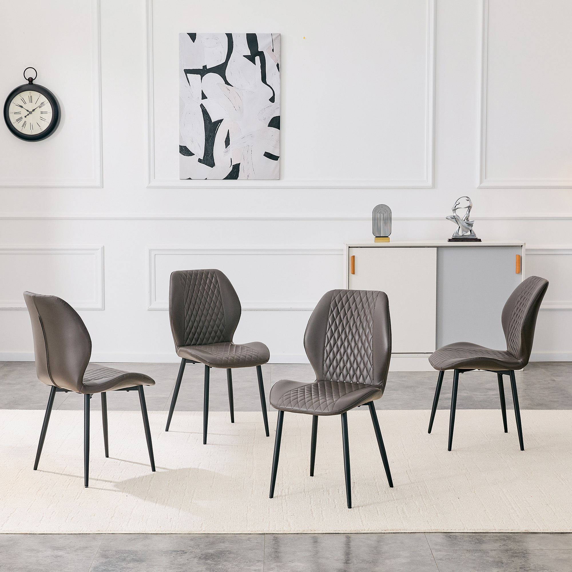Chaises salle à manger luxe 4 pièces - Gris foncé
