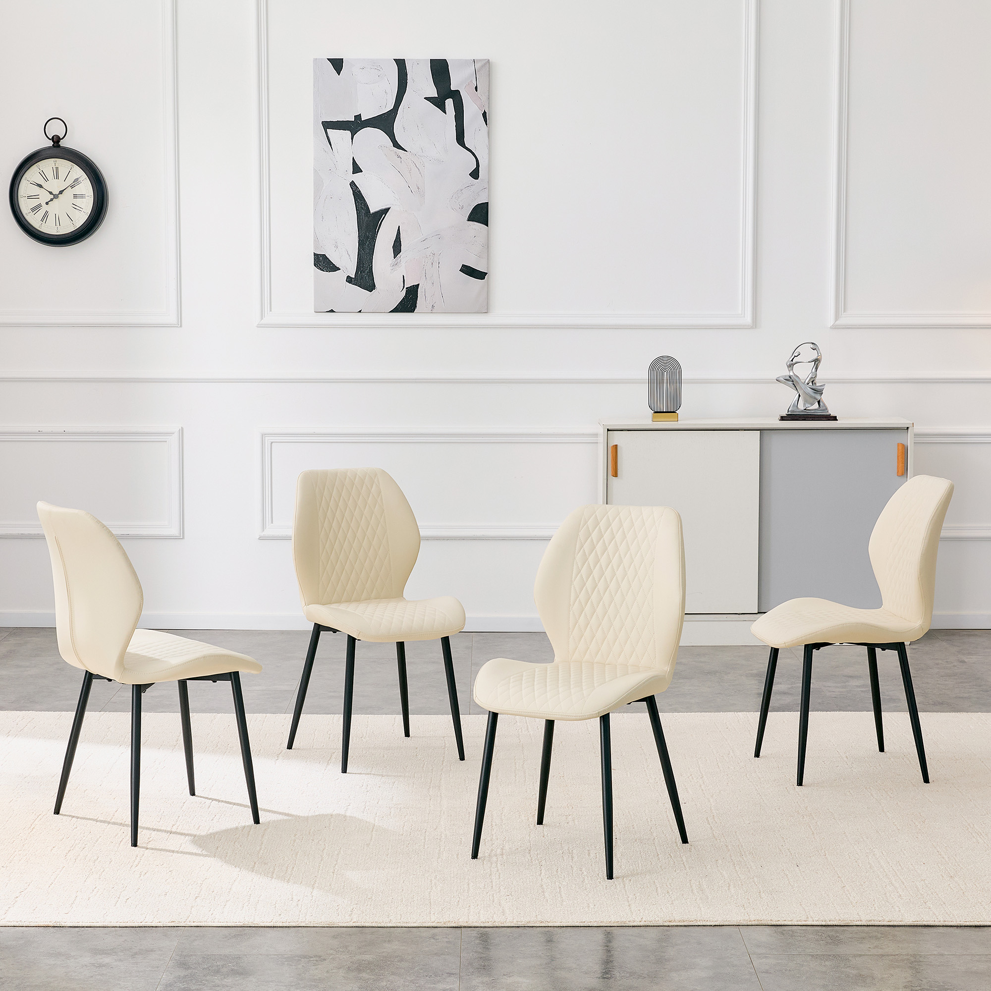 Ensemble 4 chaises cuir synthétique blanc et noir
