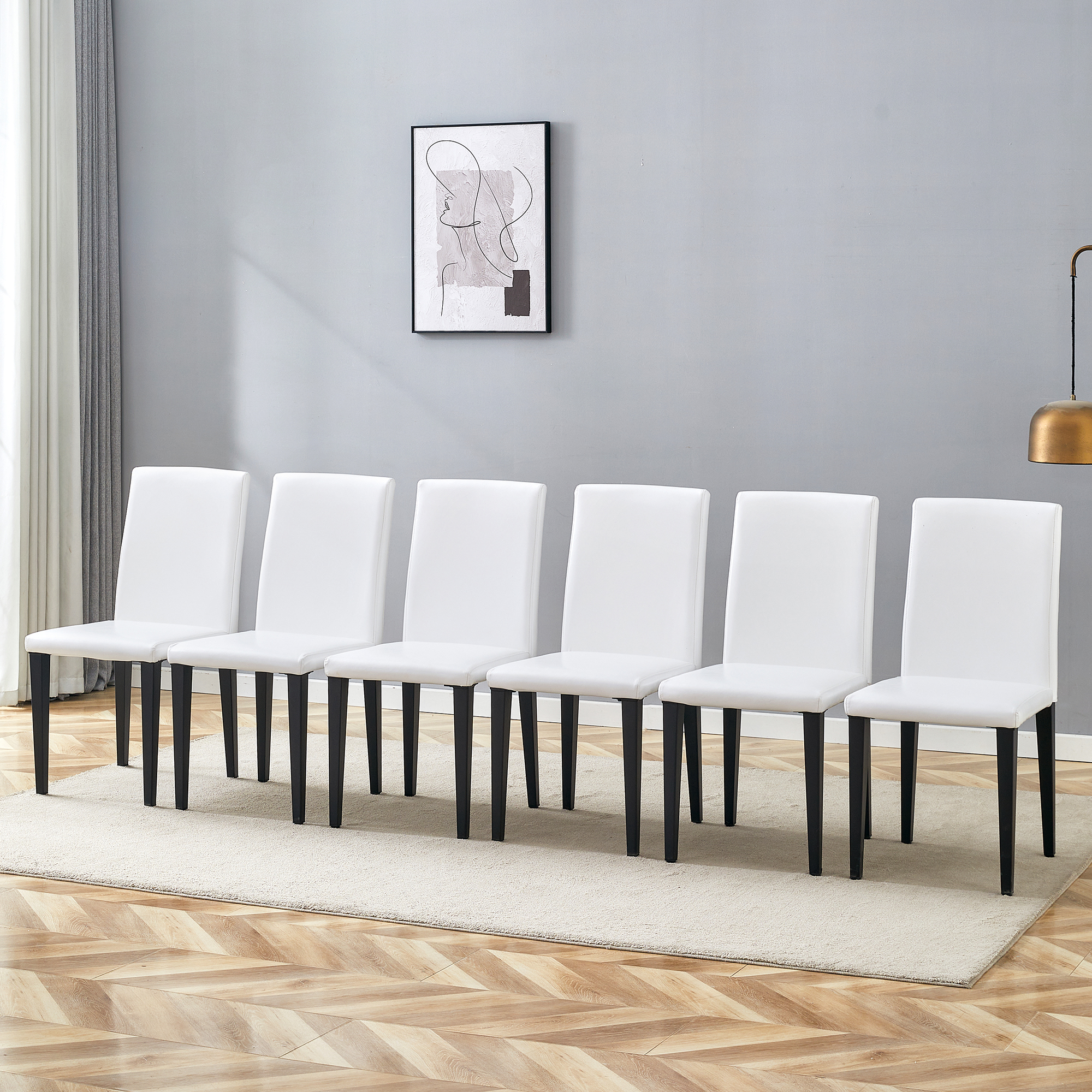 Chaises de salle à manger PU blanc 35,4", dossier ergonomique