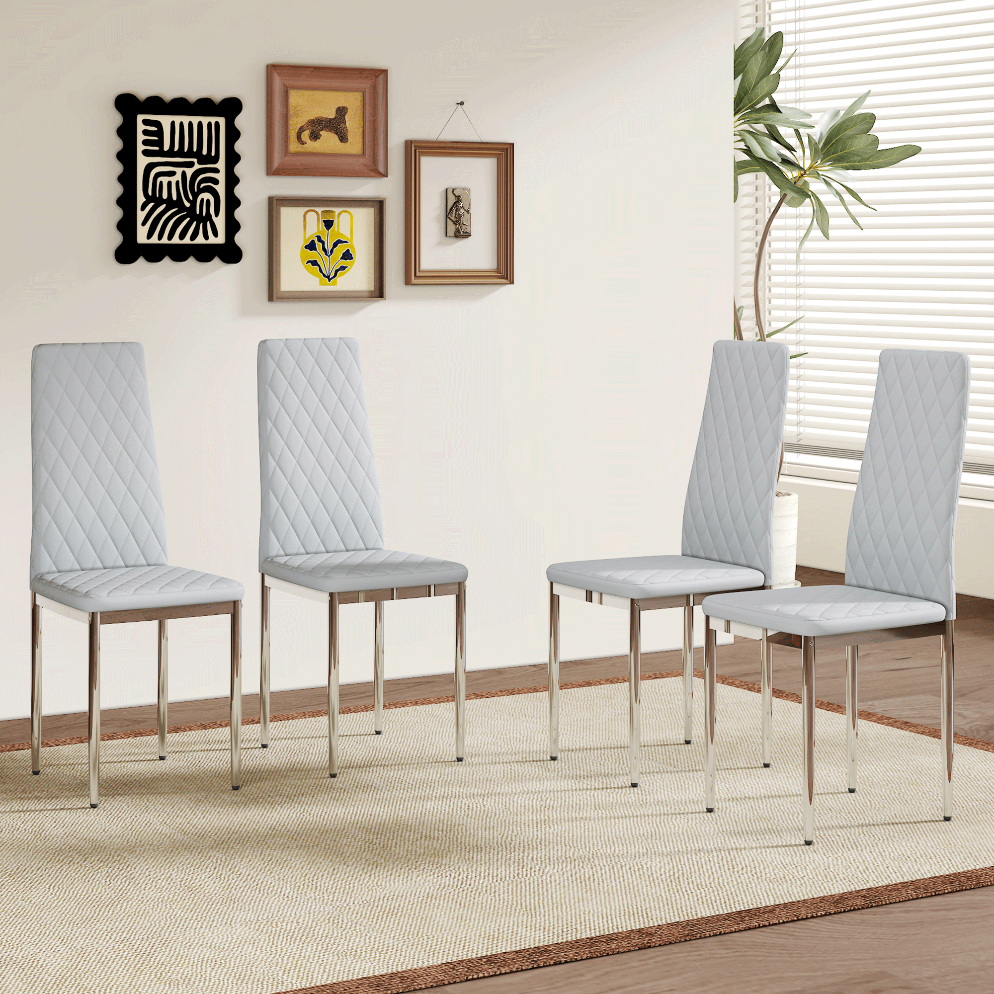 Chaises salle à manger 4 pièces gris clair moderne