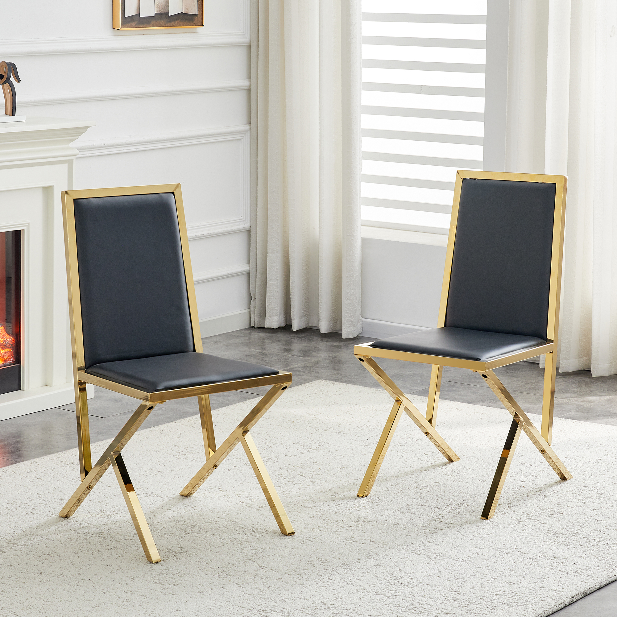 Chaises salle à manger 2 pcs métal doré PU design ergonomique