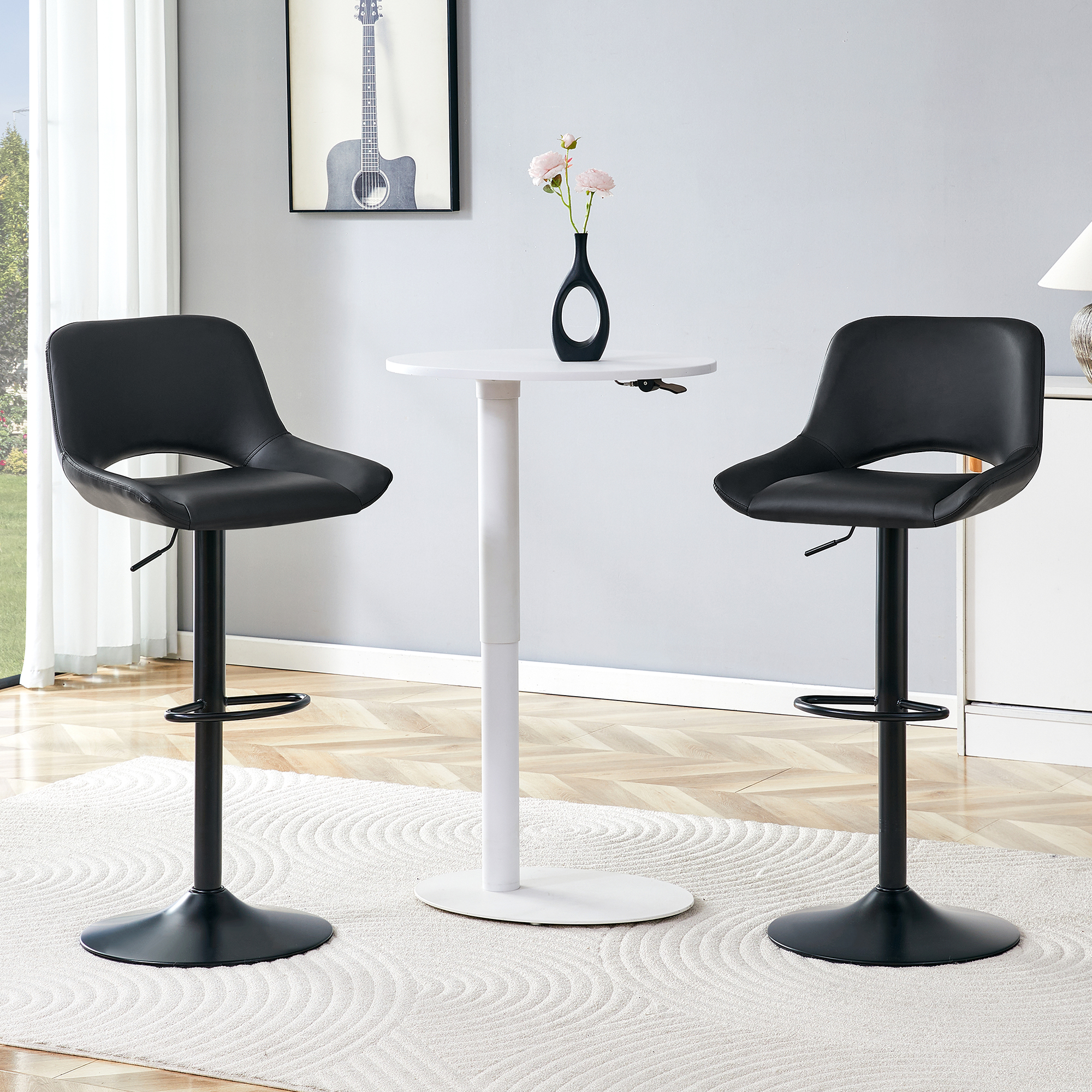 Tabourets Bar Pivotants Ajustables 2 Pack Cuir PU Noir 250 lbs
