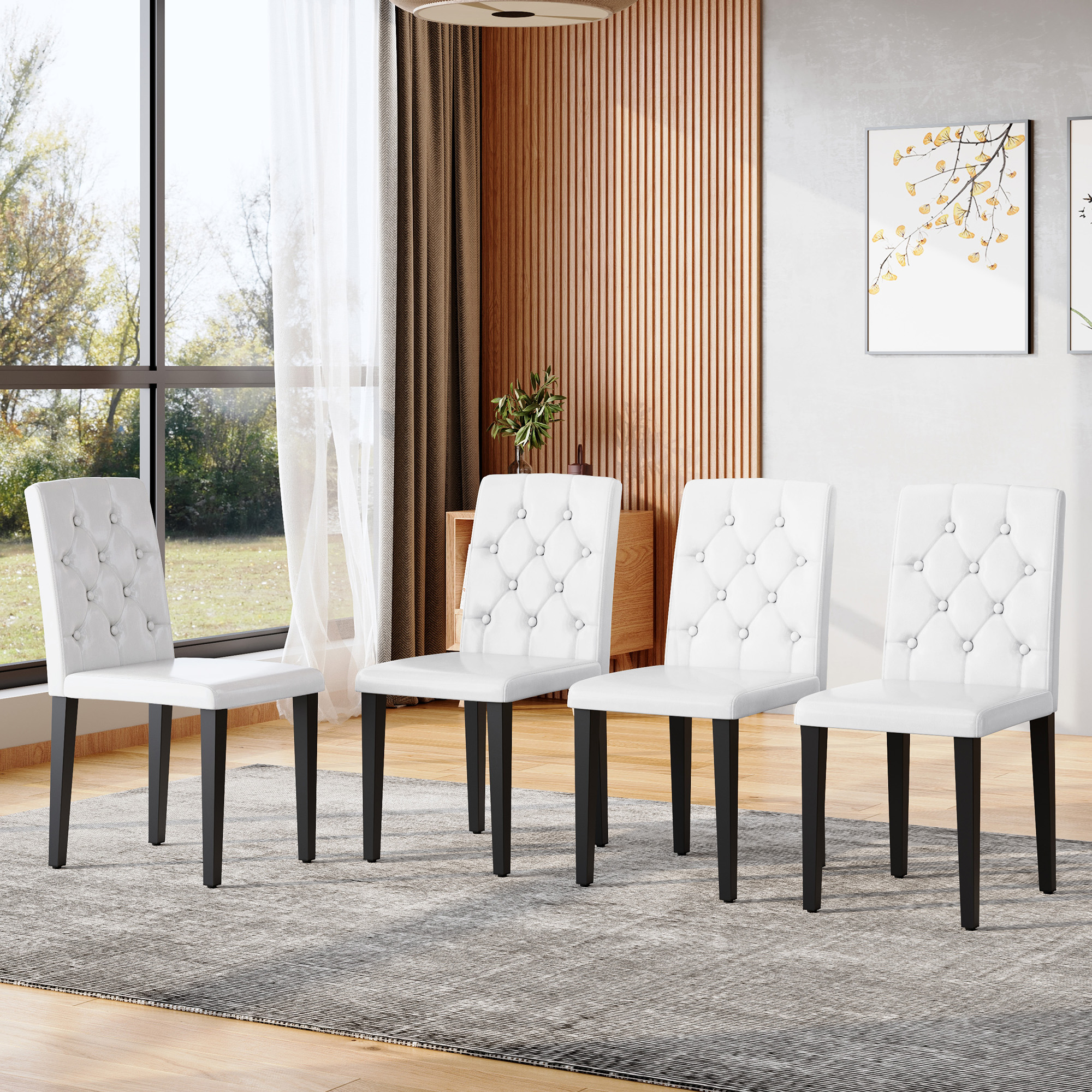 4 Chaises salle à manger blanc PU W1151P295718