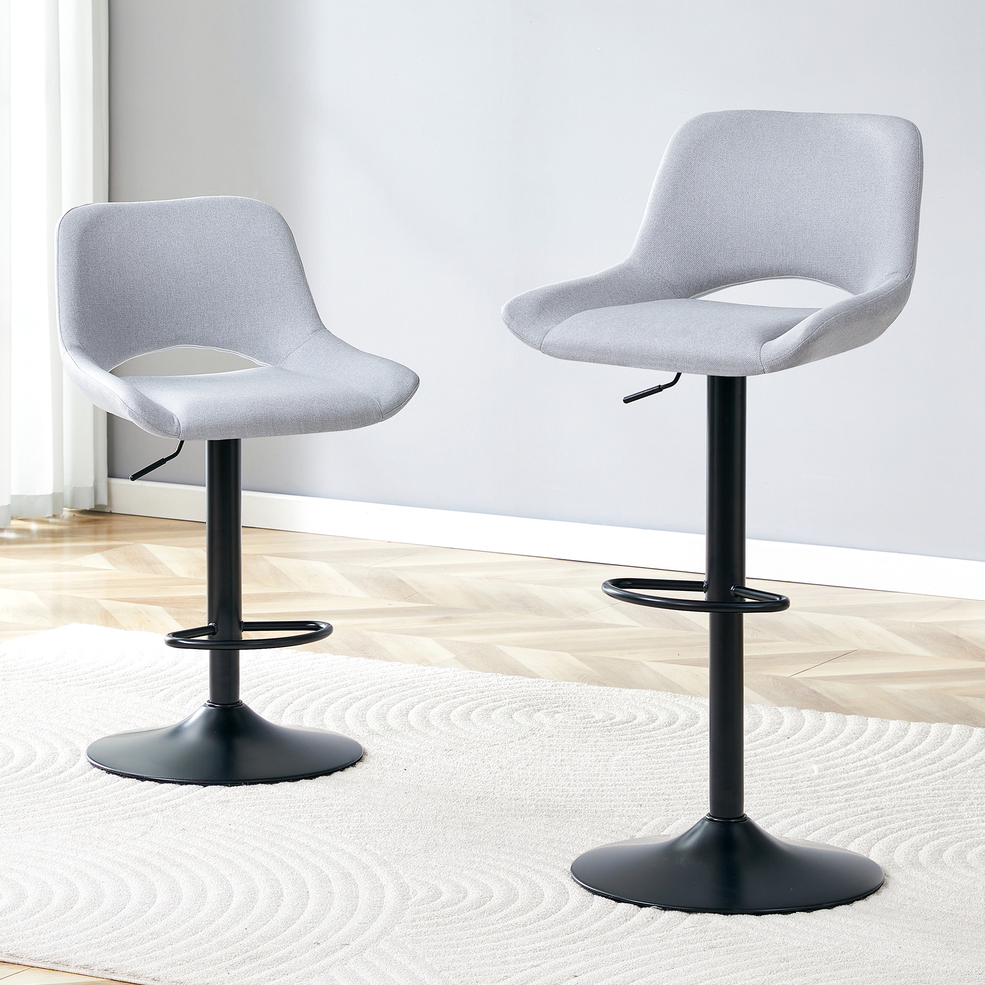 Ensemble 2 tabourets bar lin gris clair 250 lbs