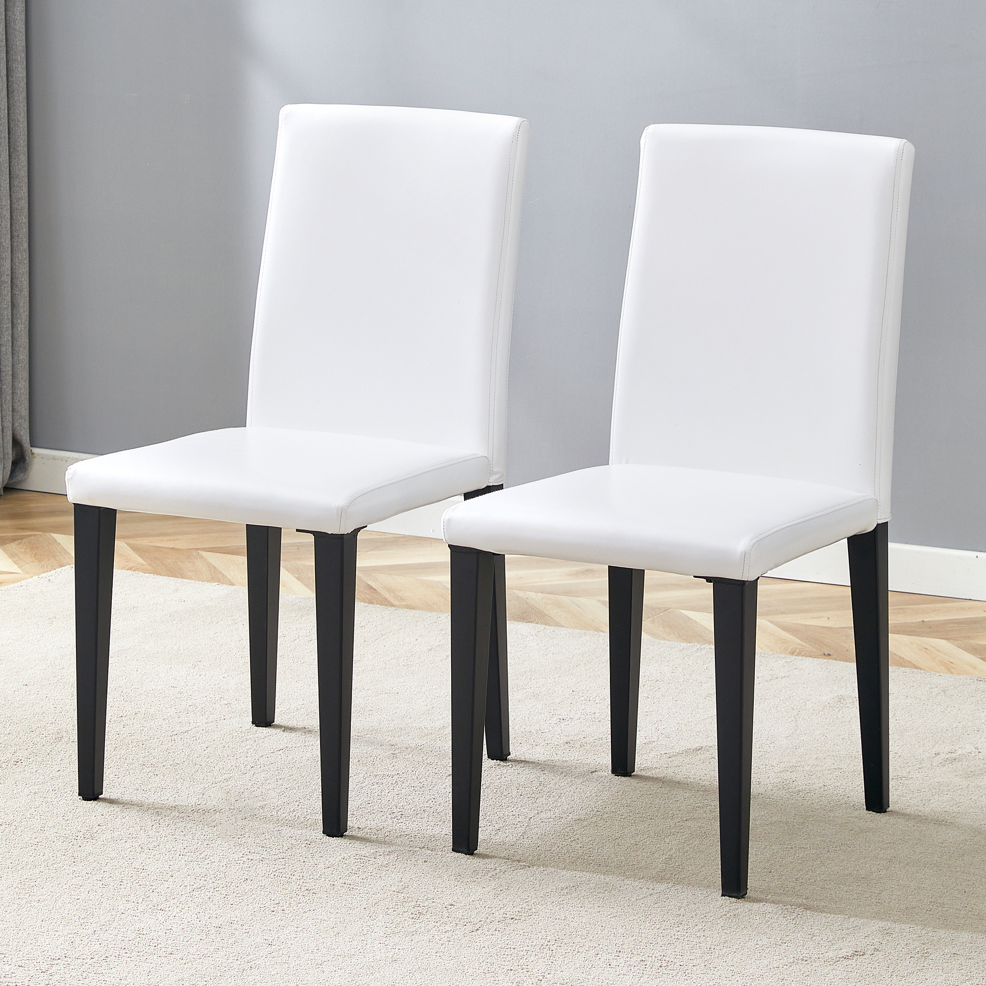 2 chaises salle à manger PU blanc 35,4 po métal