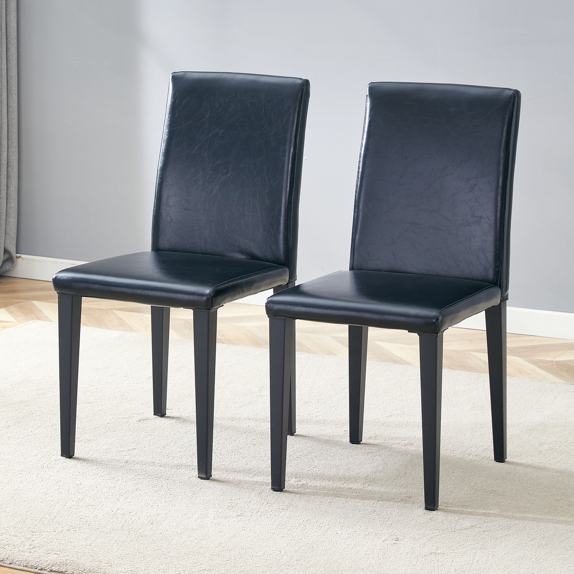 Chaises salle à manger 2pc cuir PU noir ensemble