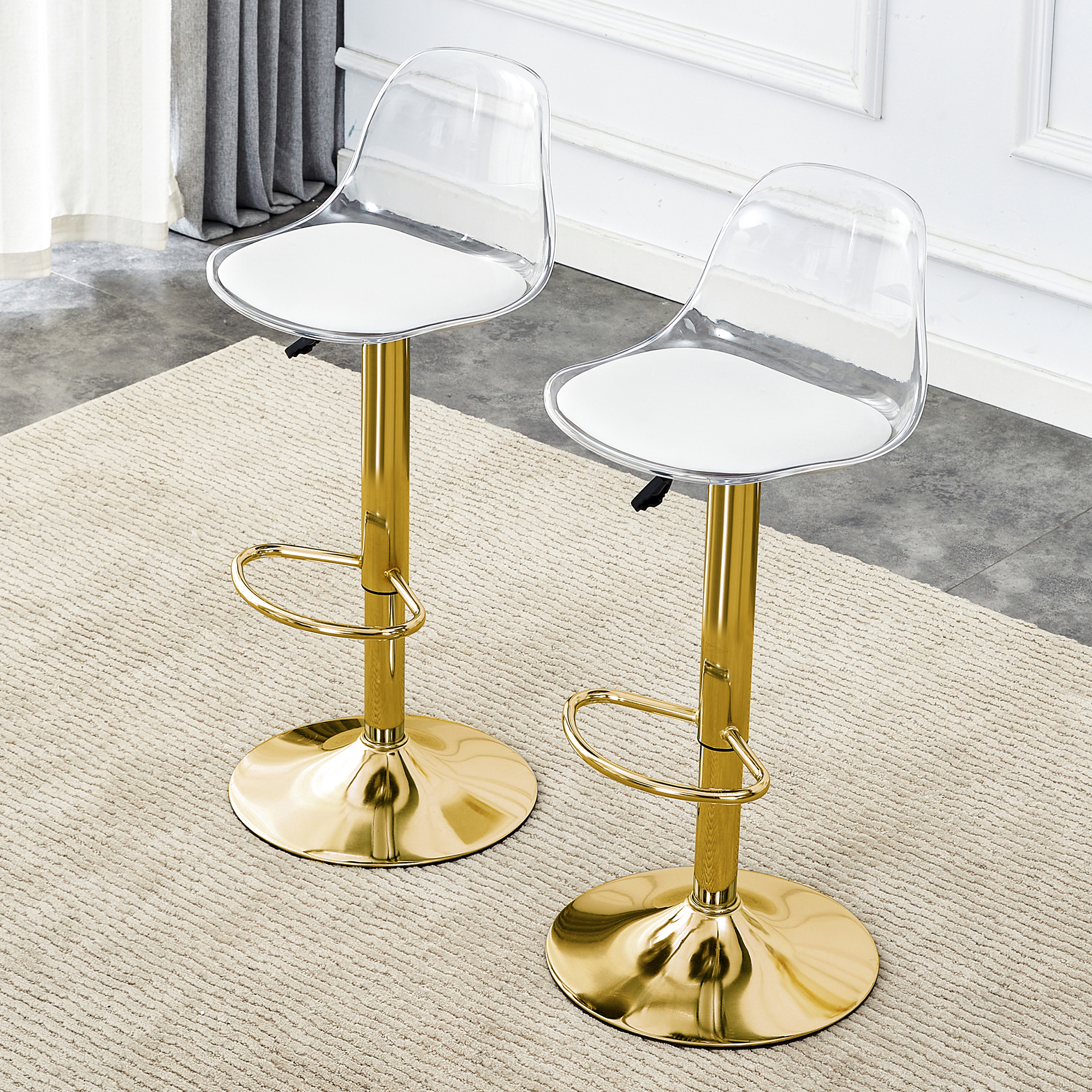 Chaises bar modernes, rotation 360°, dossier PET, ensemble 2