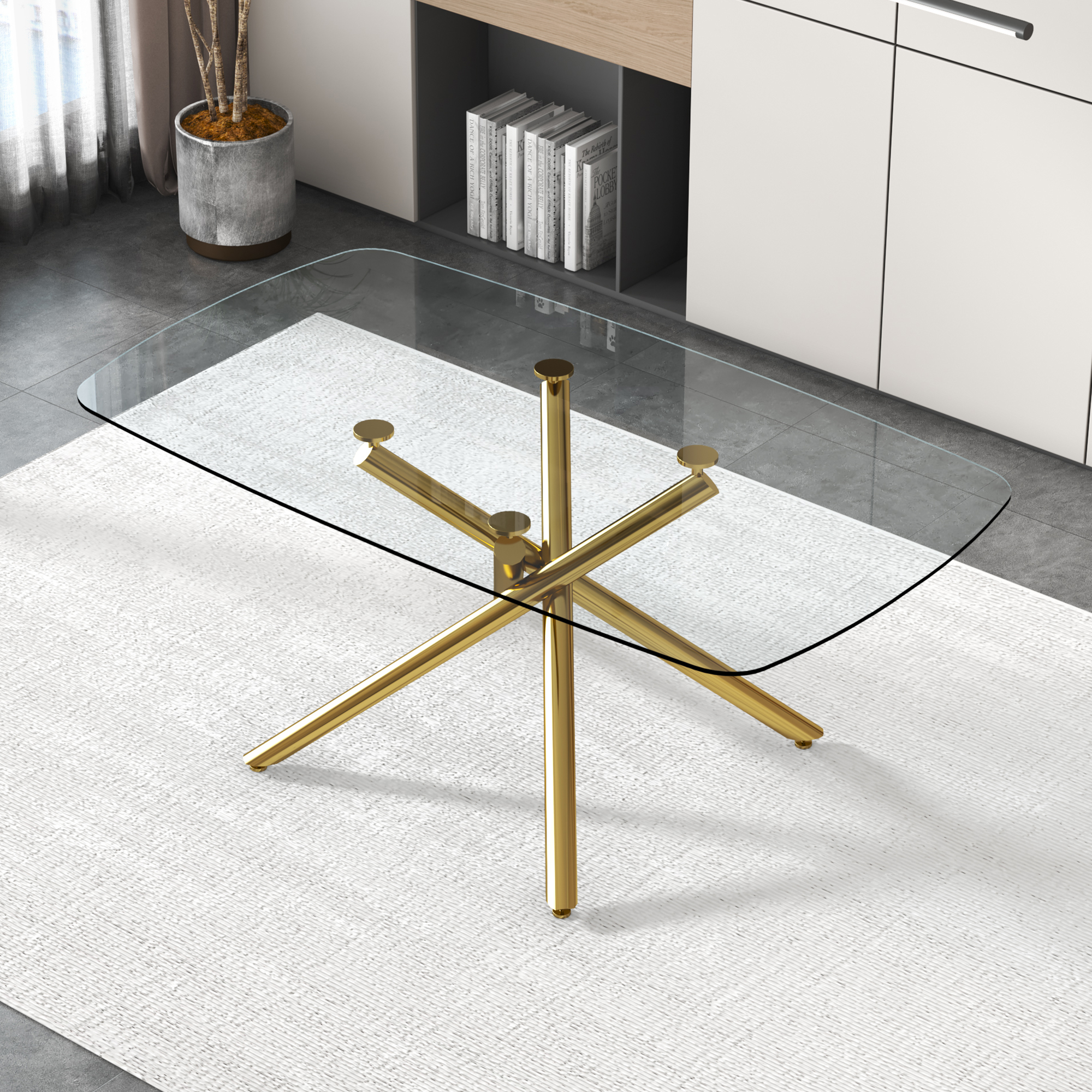 Table salle à manger verre minimaliste 71po x 35,4po x 30po