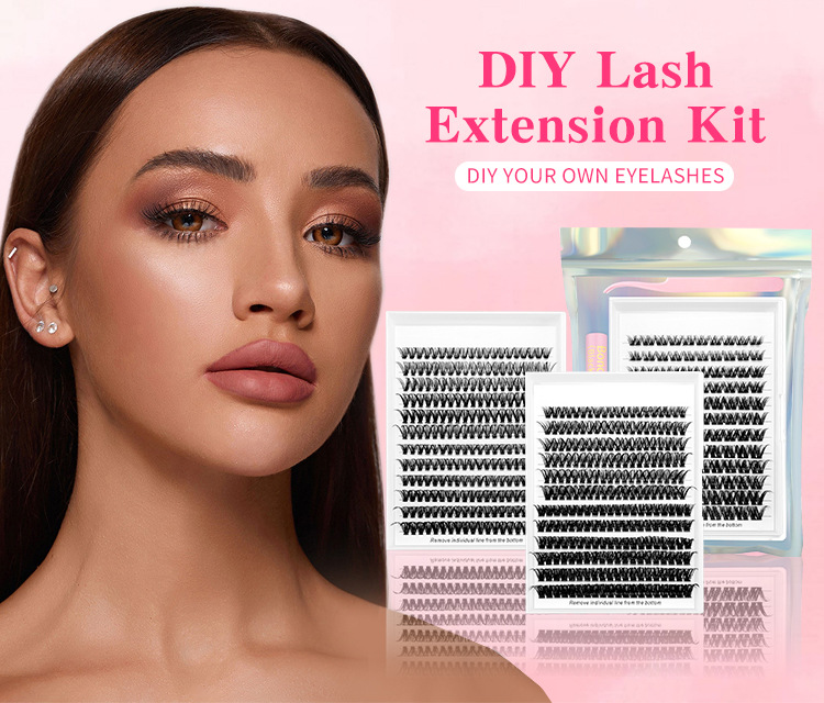 Trousse extensions cils DIY 280 pc, D Curl 30D-40D naturel