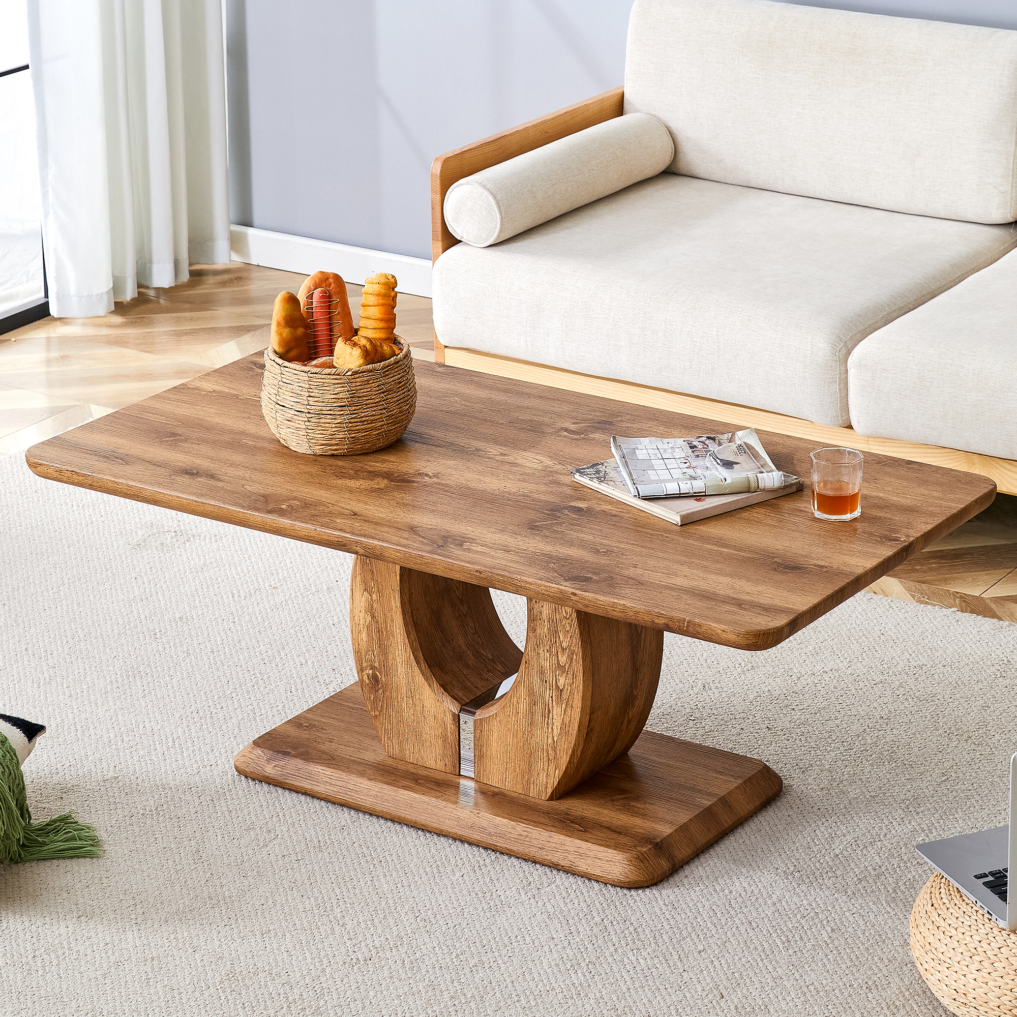 Table à café rectangulaire luxury simple moderne bois, 47 x 25,6 x 18 po
