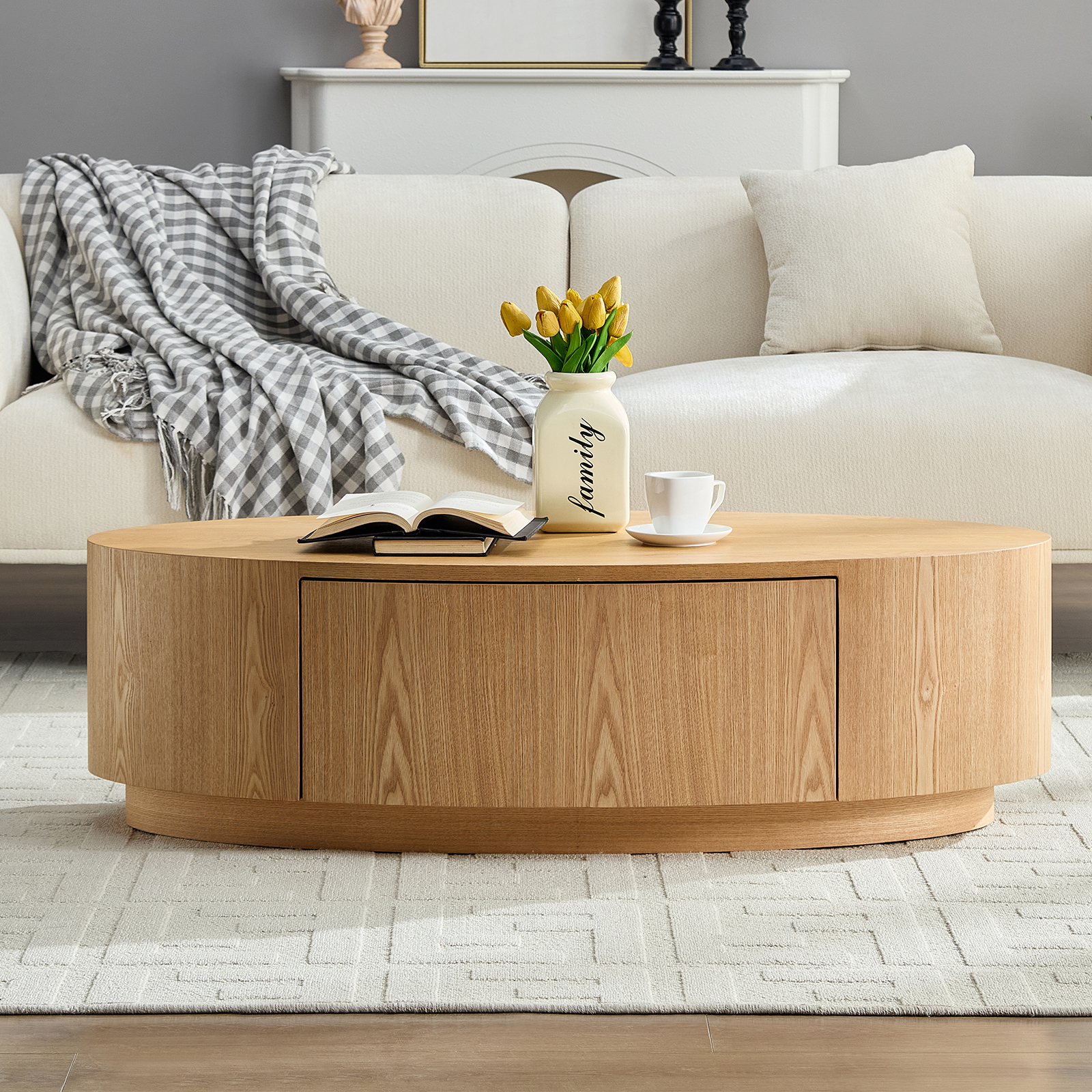 Table café ovale moderne luxe sans assemblage