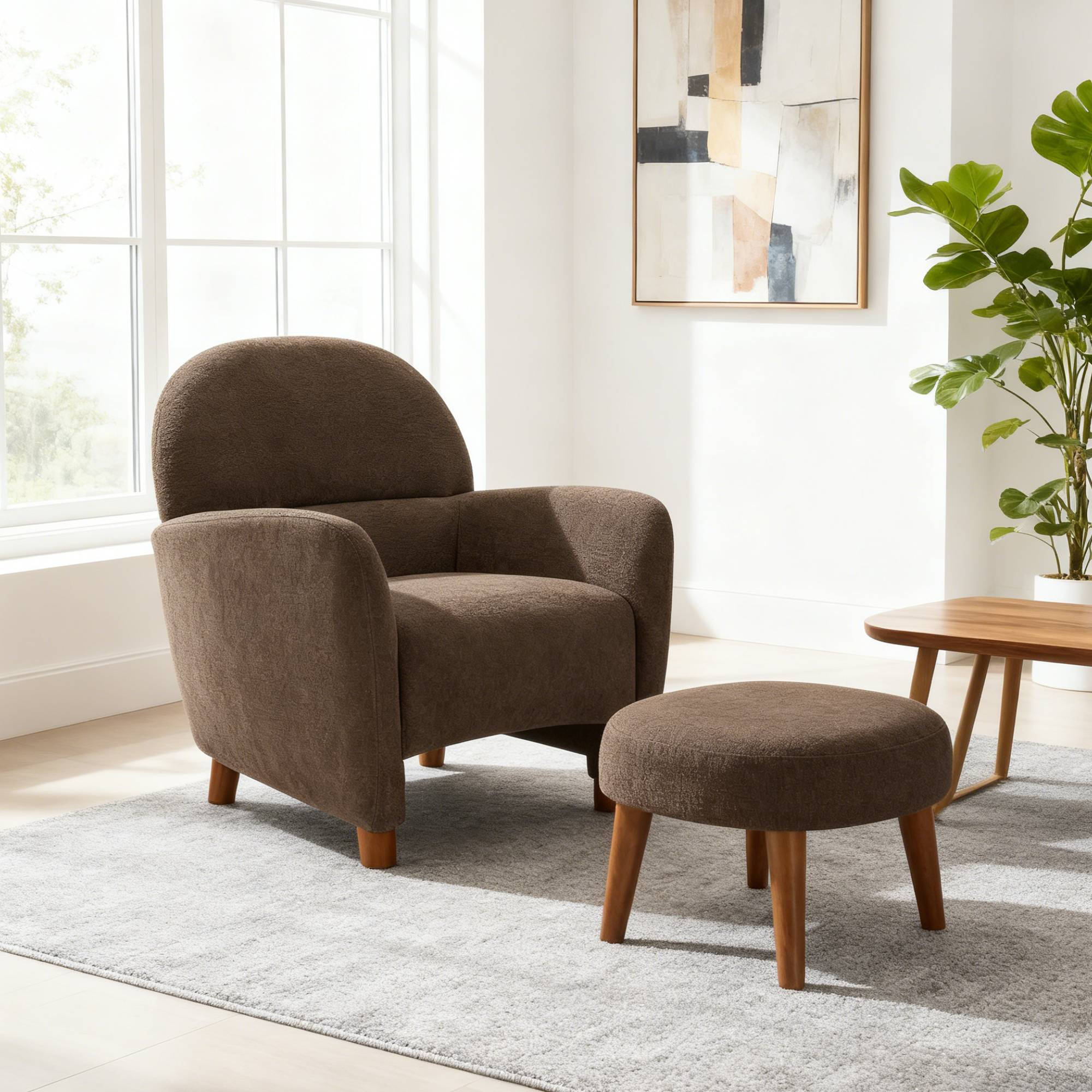 Fauteuil loisir moderne repose-pieds cuir petit espace