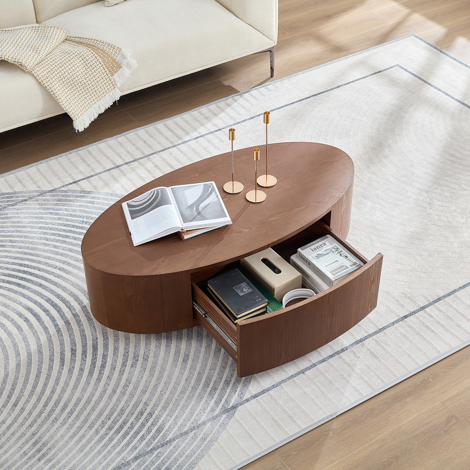 Table basse ovale luxe moderne salon assemblage facile