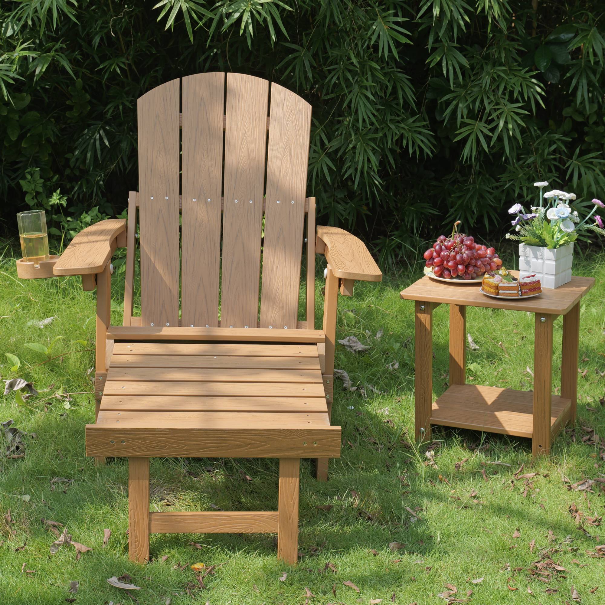 Chaise longue extérieur ajustable, porte gobelet, HIPS