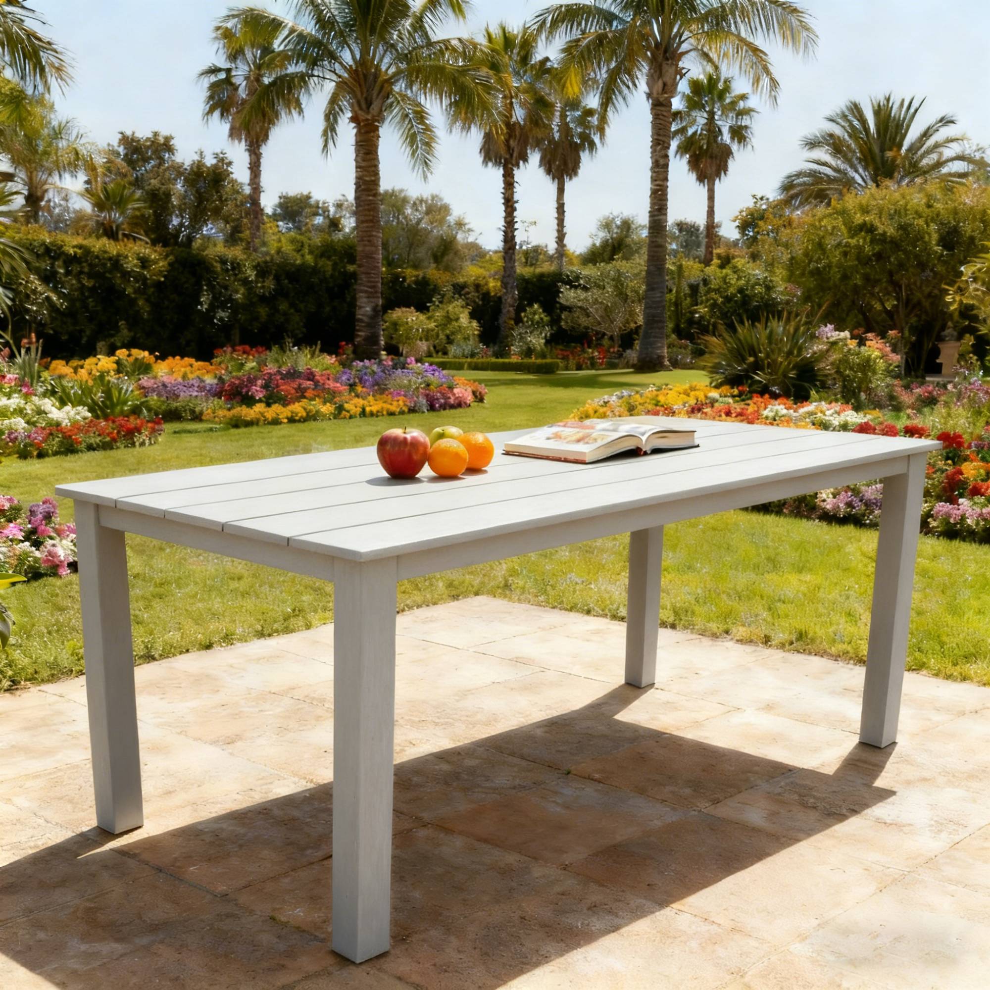 Table patio 68,9", matériau HIPS, pique-nique extérieur