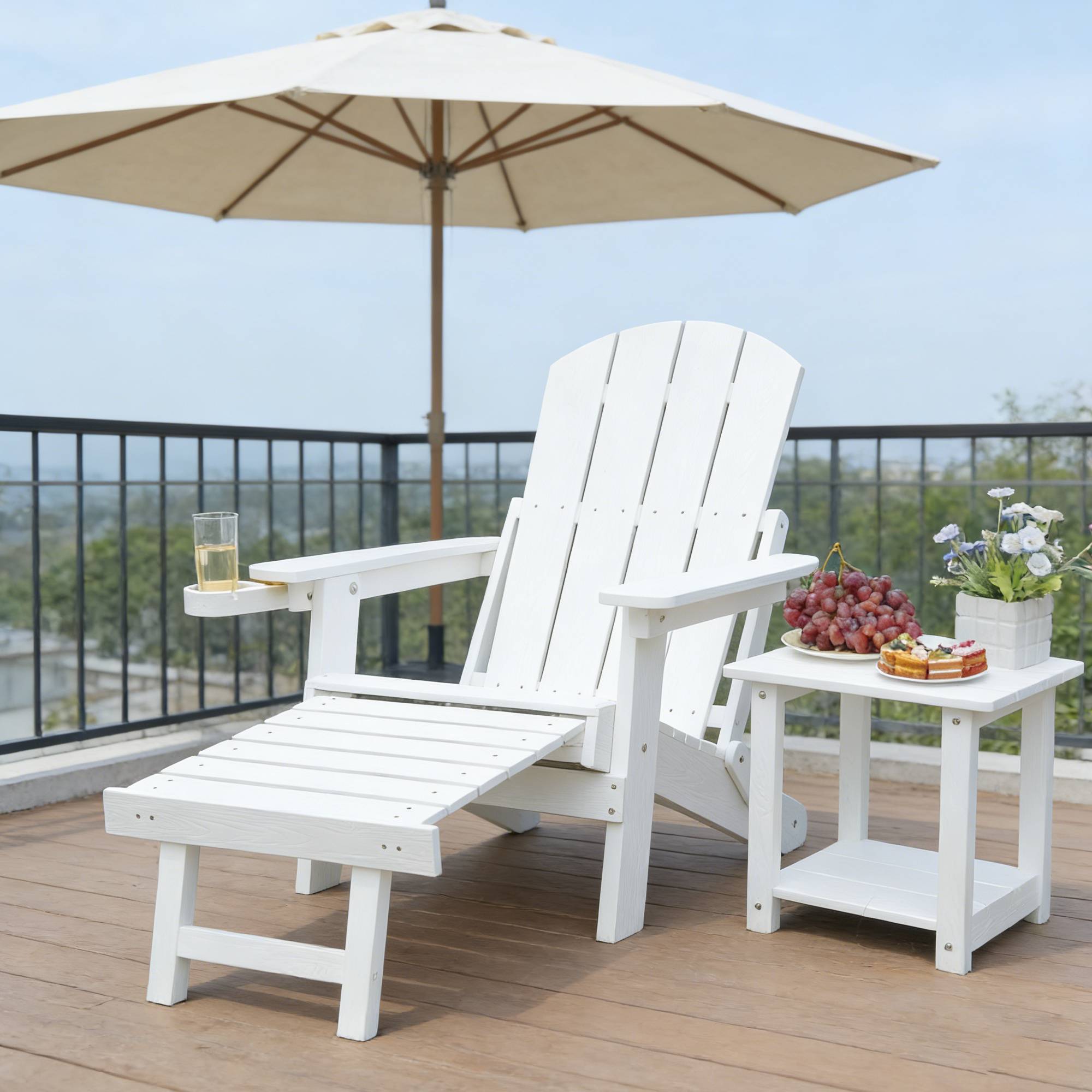 Chaise longue extérieur ajustable, porte gobelet, HIPS
