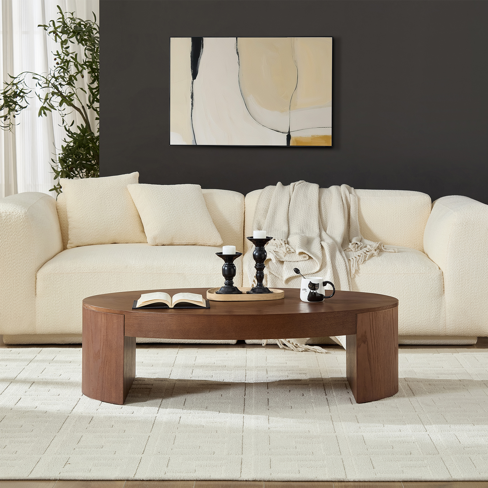Table basse ovale luxe moderne salon