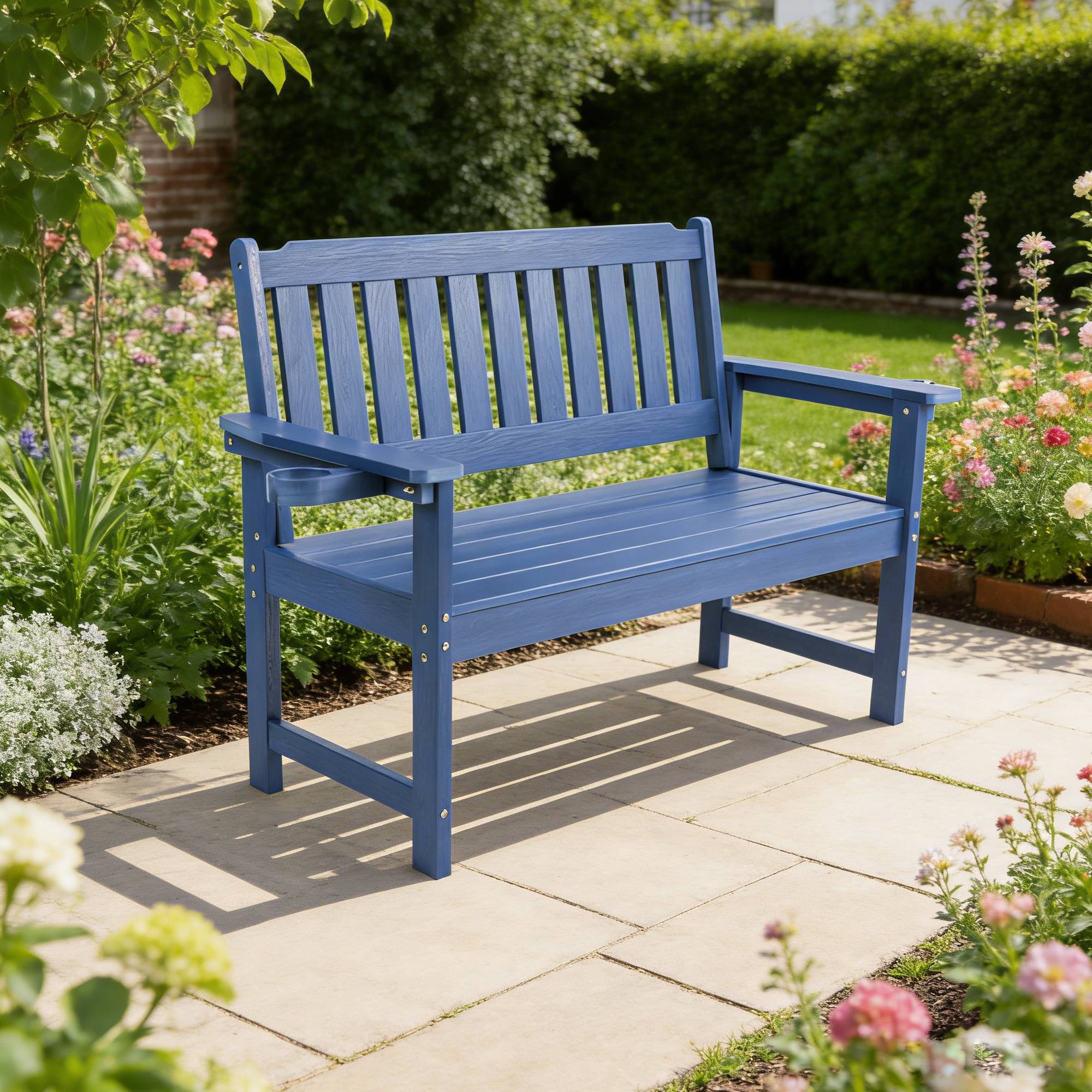 Banc jardin résistant intempéries, matériau HIPS, patio-parc