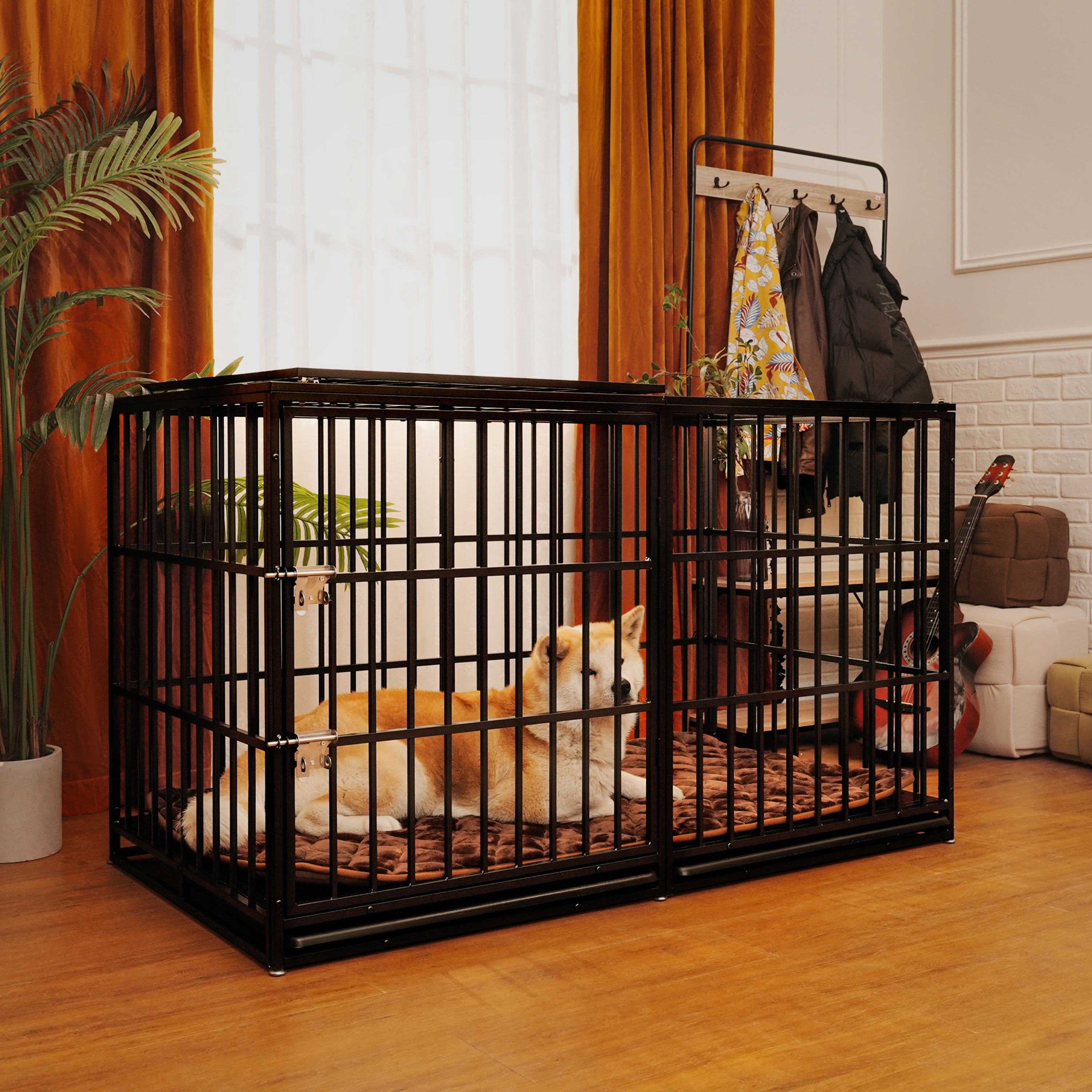 Cage chien 61" acier lourd grande race