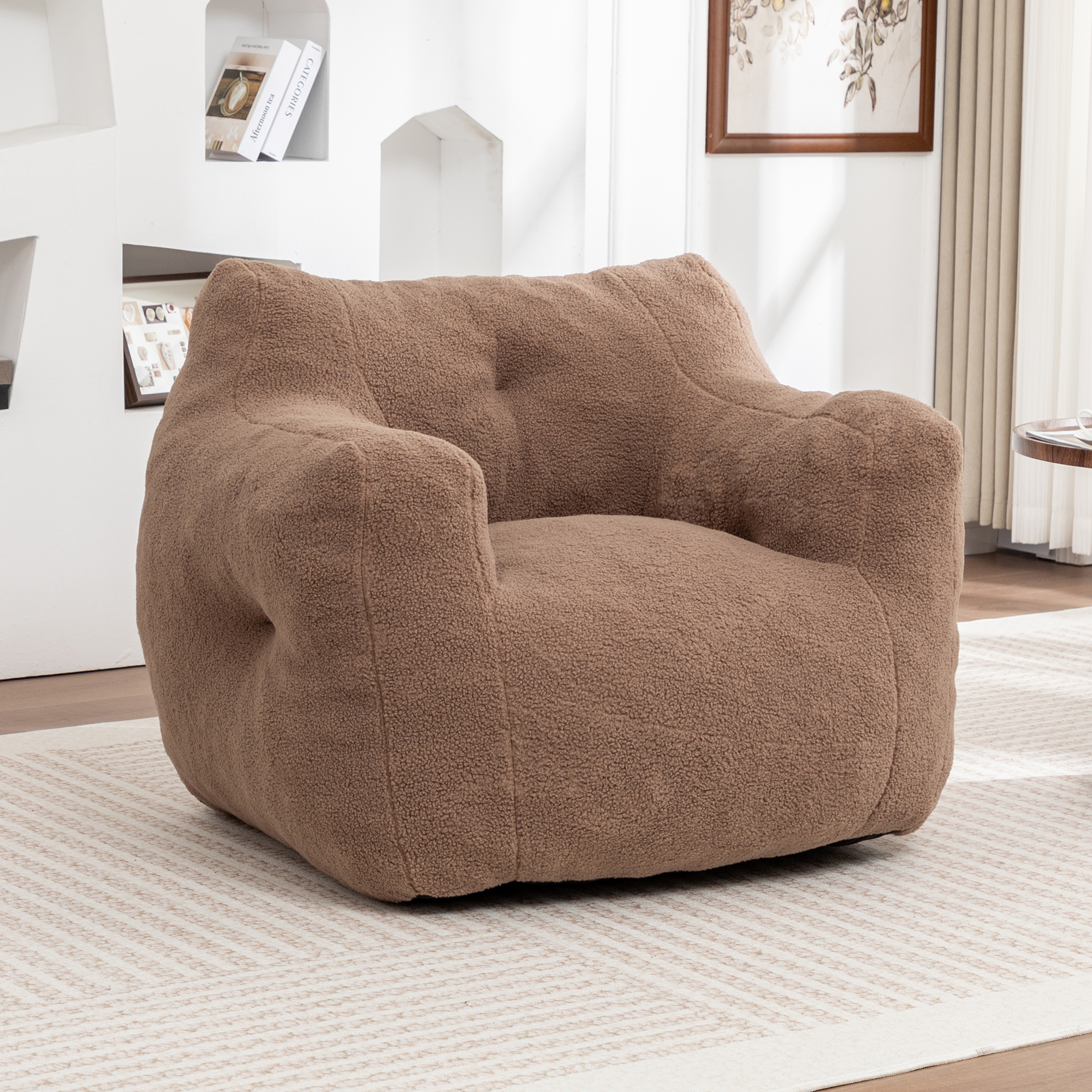 Fauteuil pouf mousse haute densité avec accoudoirs