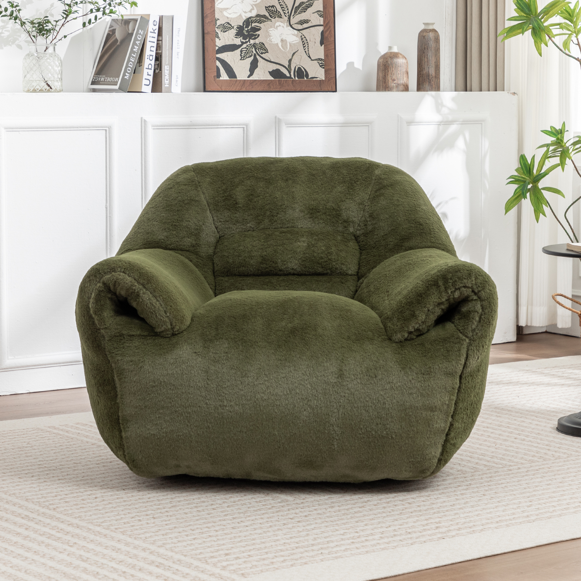 Pouf Bean Bag vert avec support dorsal