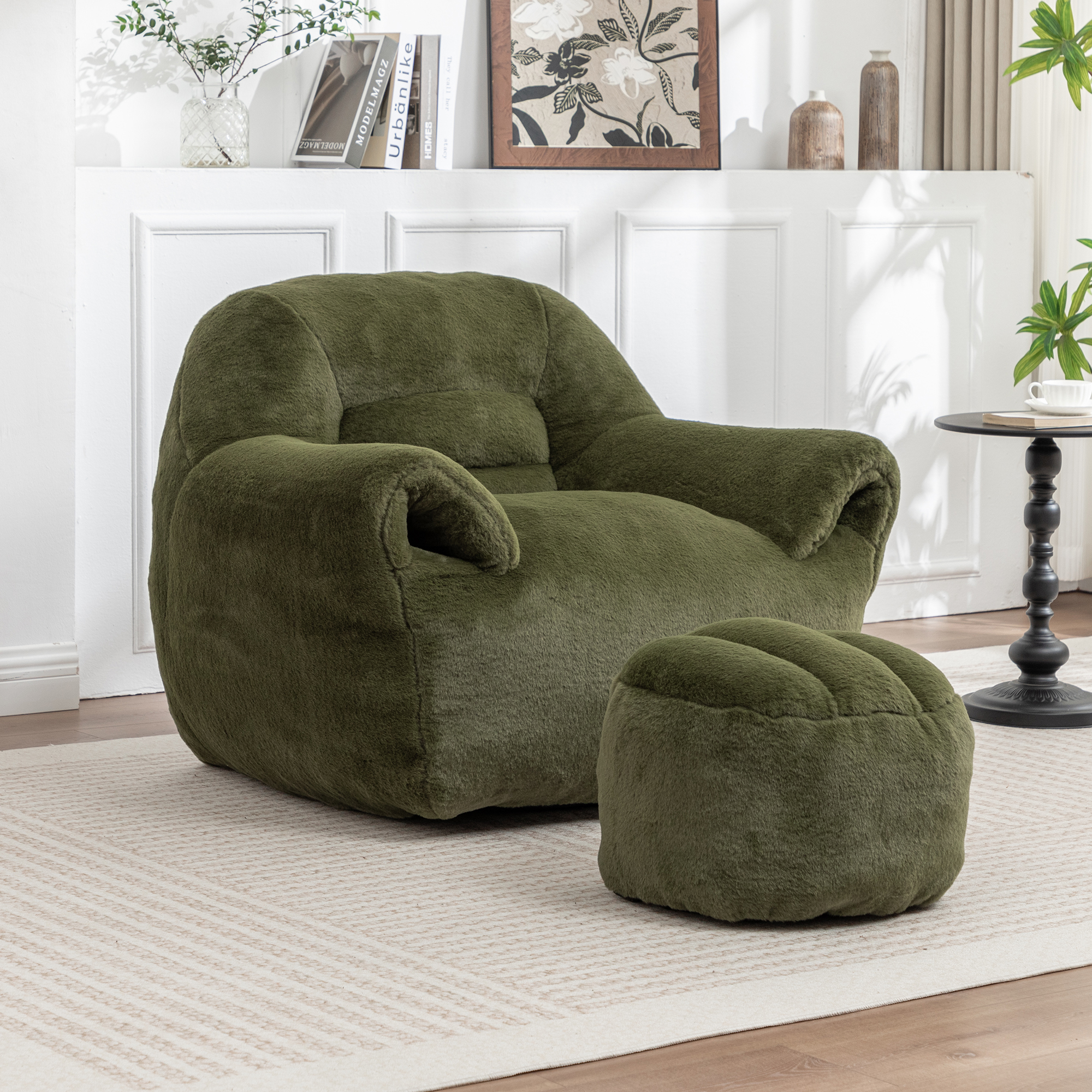 Pouf Poire Confortable Vert Dossier Tabouret Adultes Enfants