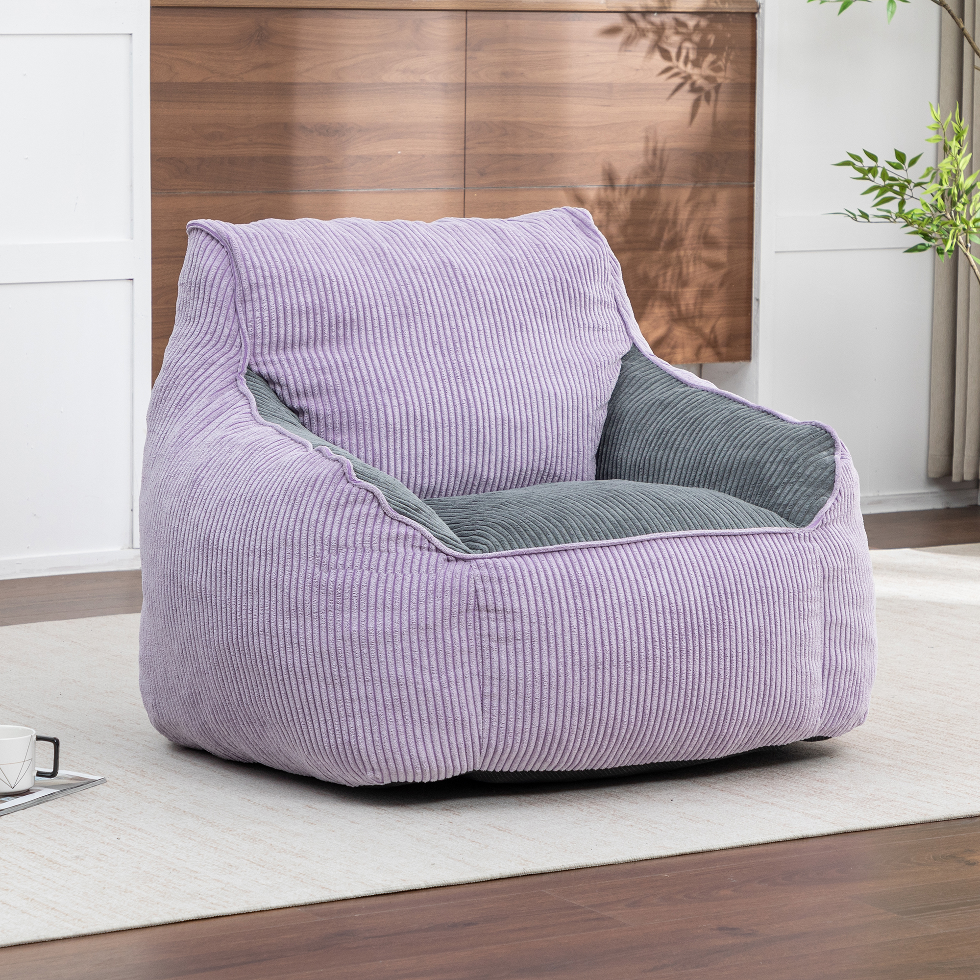 Fauteuil pouf géant, corduroy, accoudoirs, rembourrage inclus