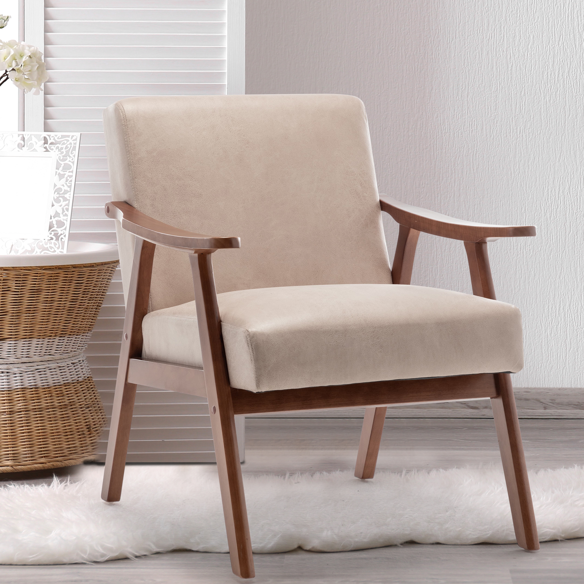 Chaise moderne bois cadre solide, dossier épais, salon/chambre