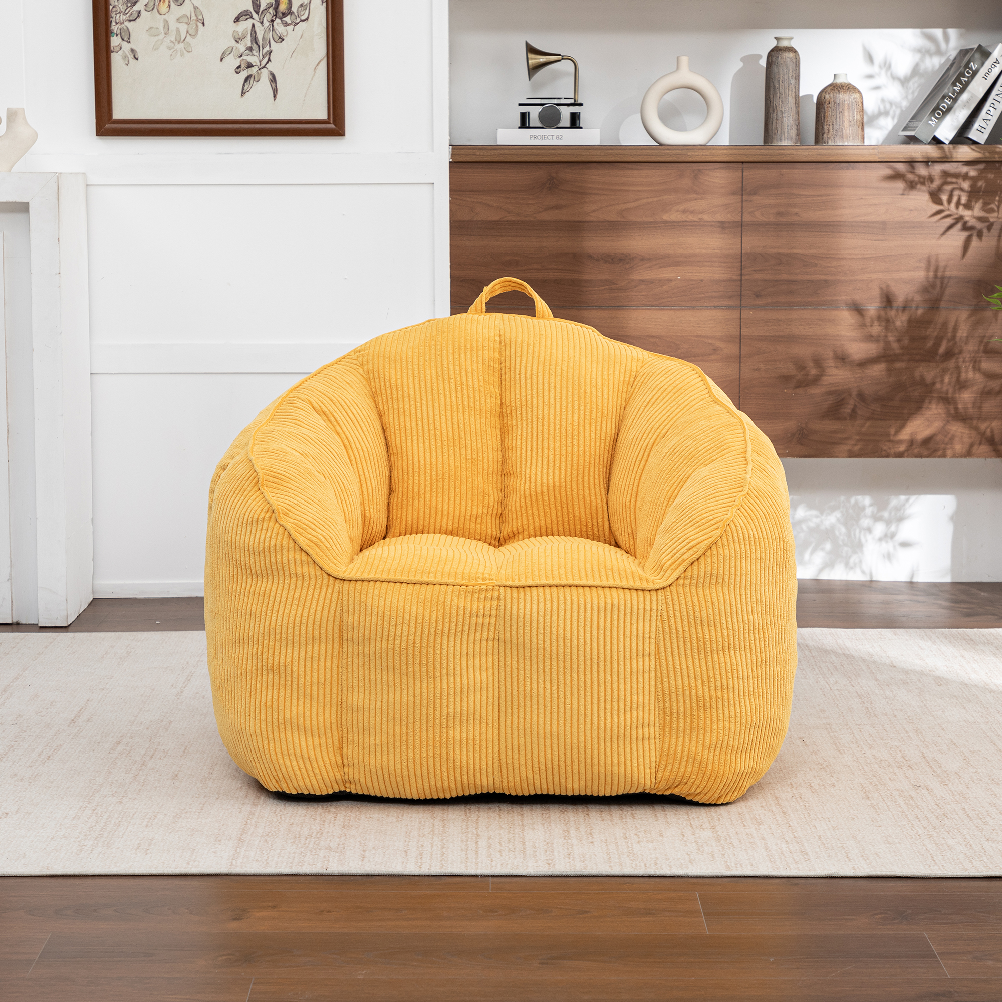 Fauteuil poire géant velours côtelé adulte avec bras