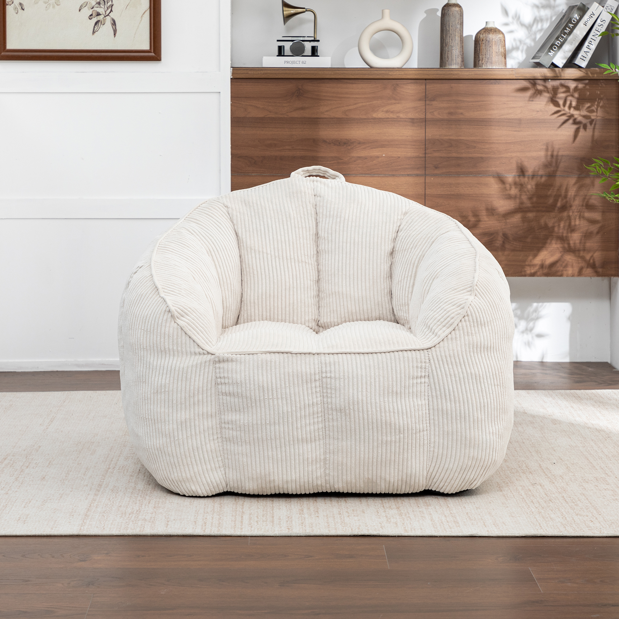Grand pouf canapé adultes corduroy, accoudoirs, rembourrage inclus
