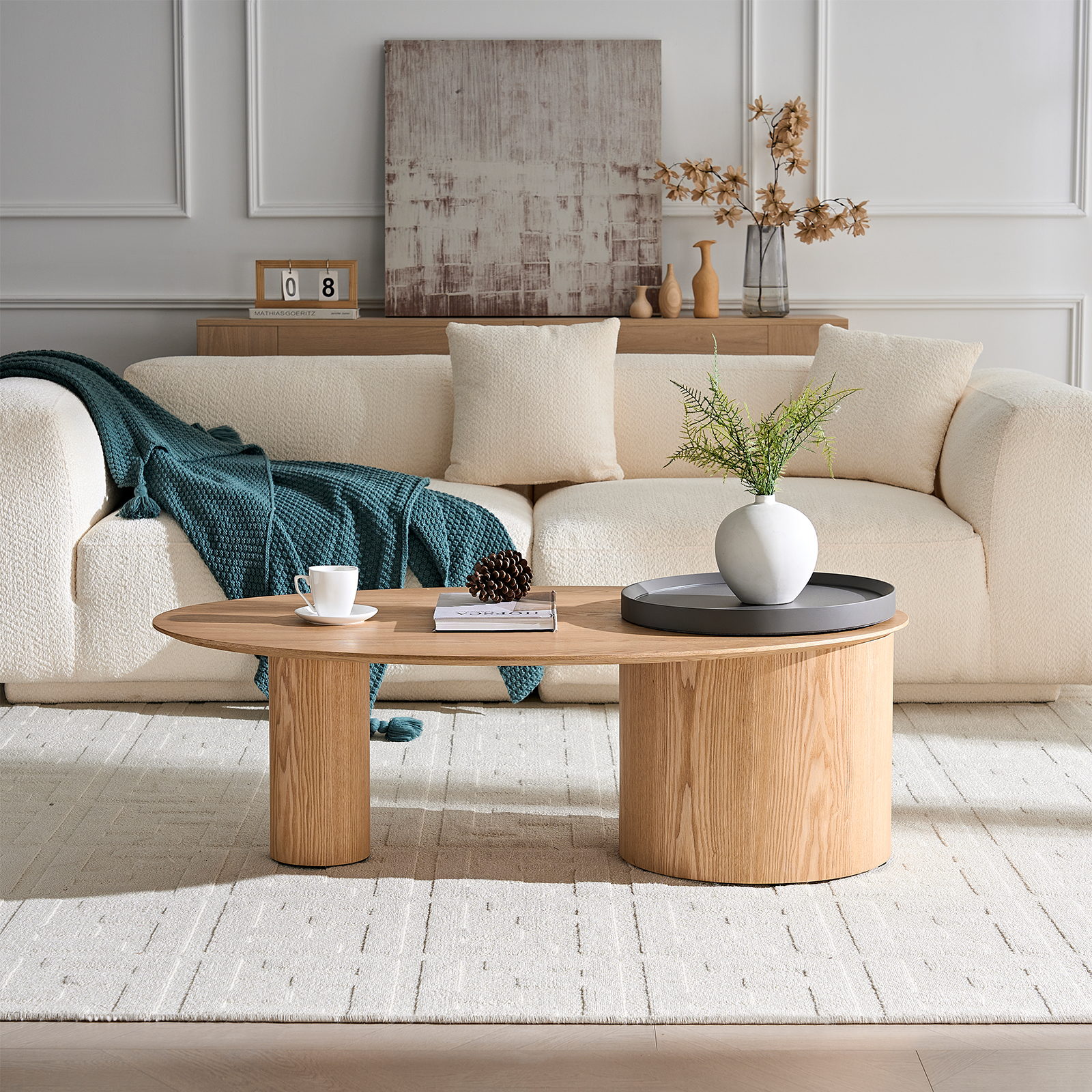 Table basse ovale luxe moderne salon sophistiqué