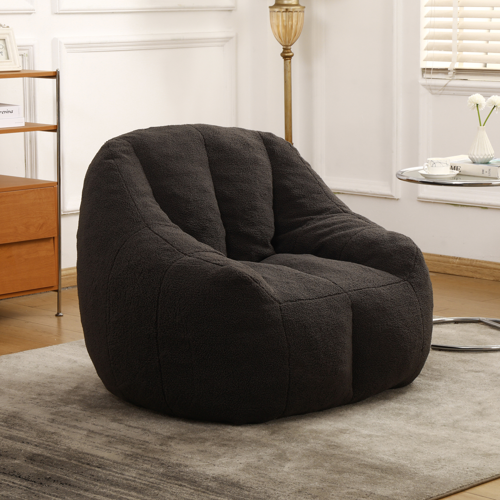 Fauteuil pouf mousse mémoire gris confortable