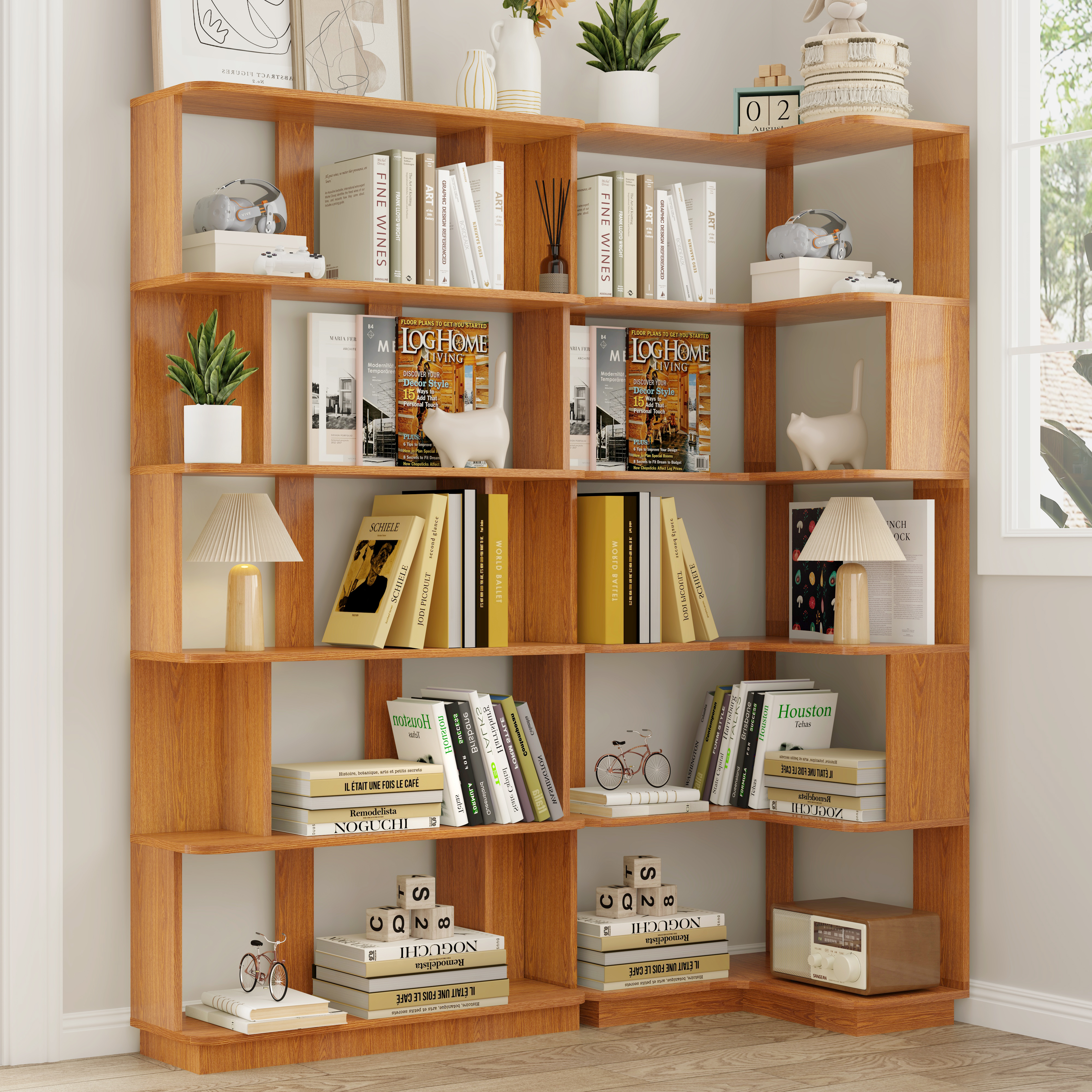 Ensemble 2 Bibliothèques Angle 55cm + 80cm Chêne Foncé