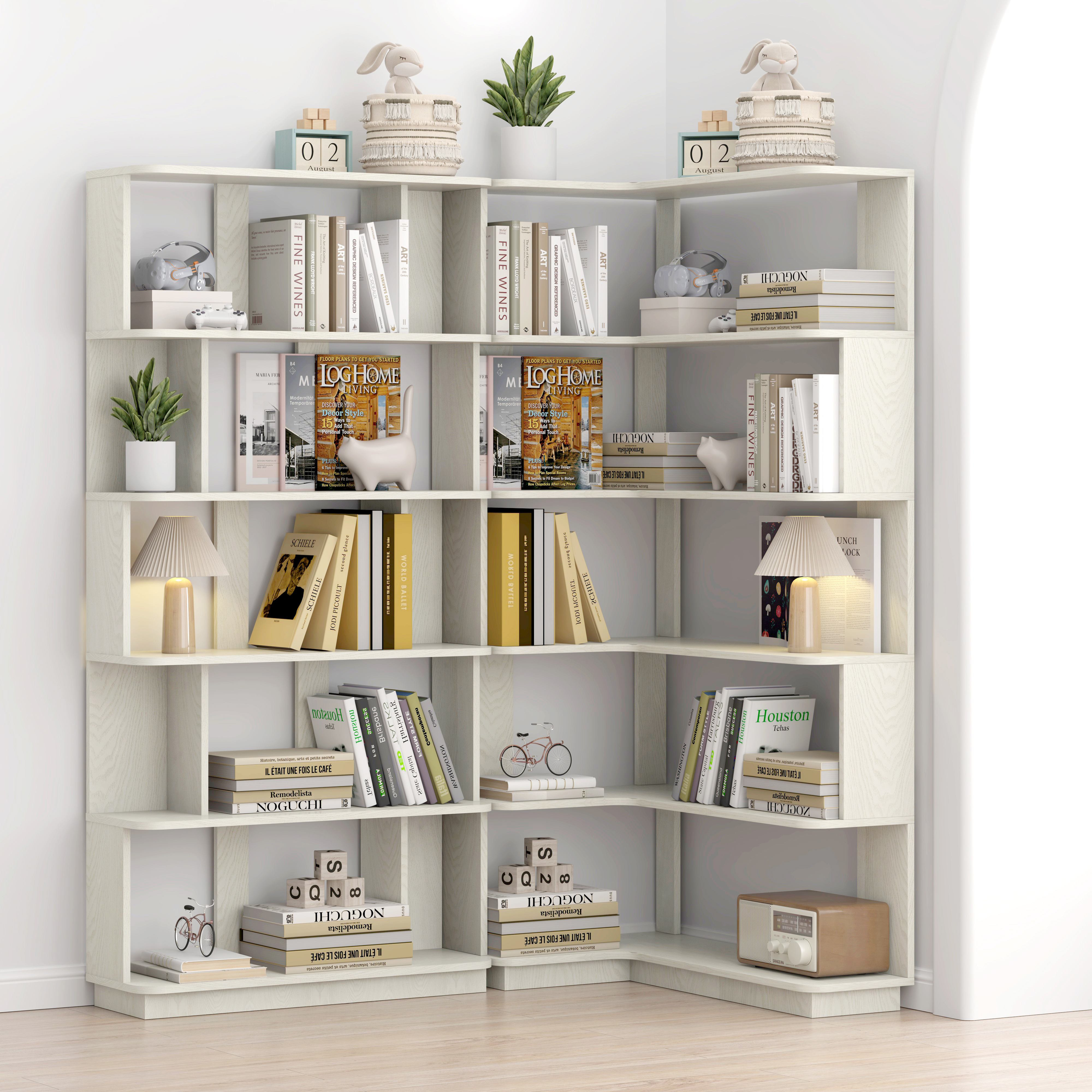 Bibliothèque d'angle 90cm extensible, 2 ensembles, blanc