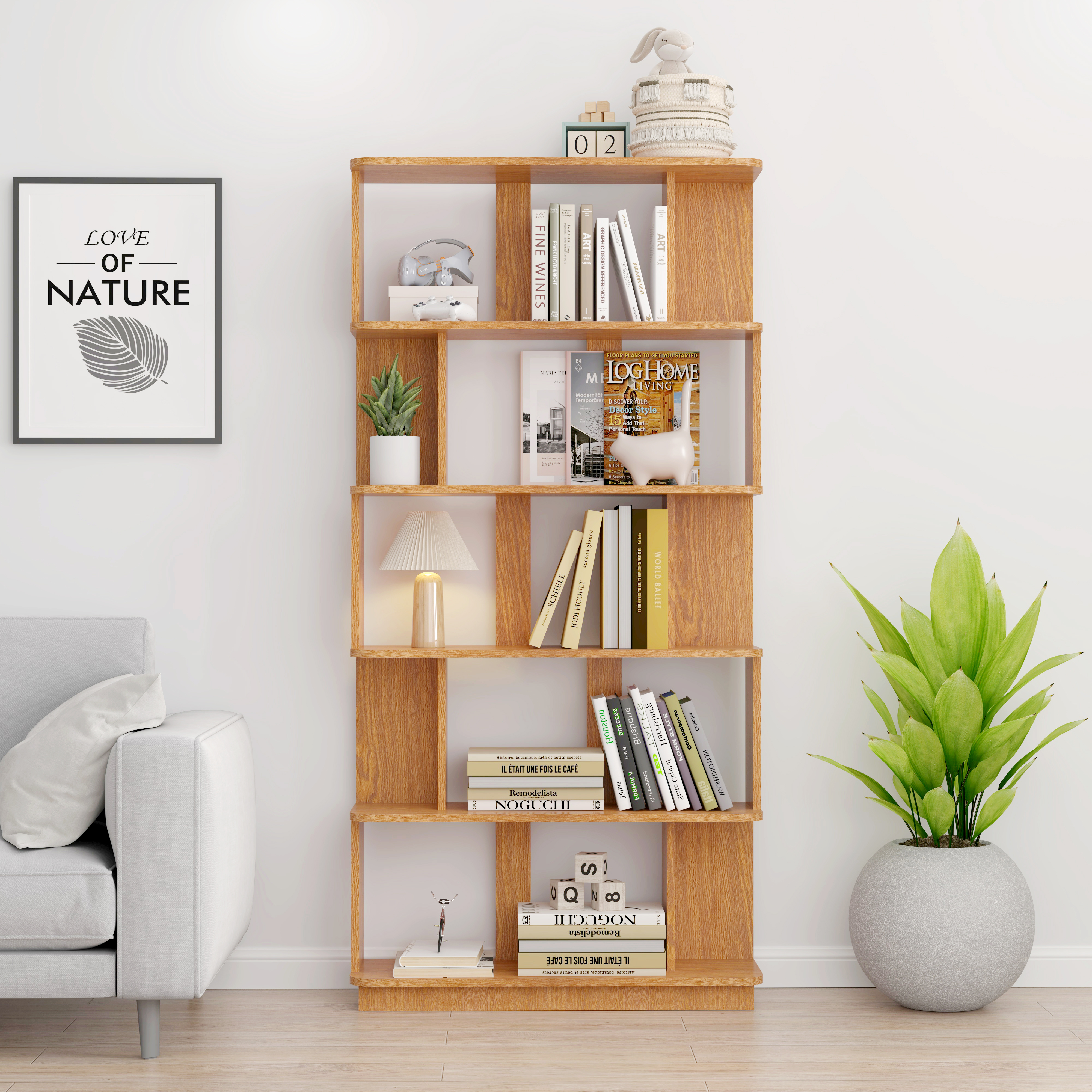 Bibliothèque 31,5Lx64,56H 5 étages MDF rangement