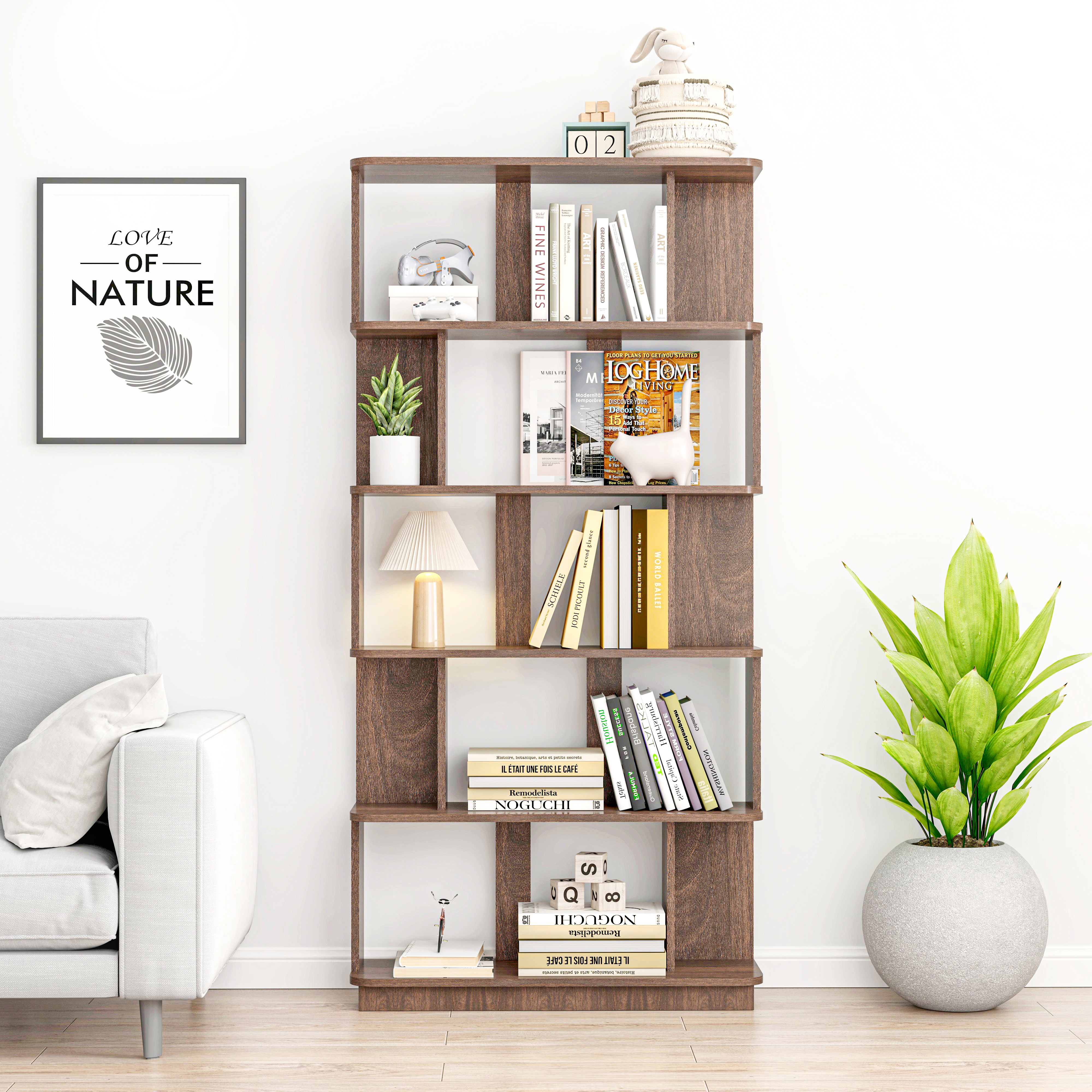 Bibliothèque 5 niveaux ouverte MDF 31,5"L x 64,56"H