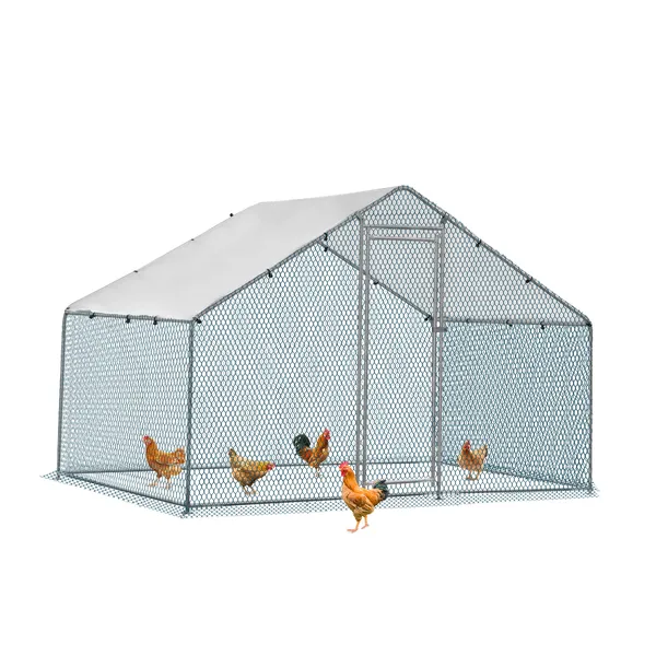 Poulailler argent 2x2x2m toit pointu 180g toile