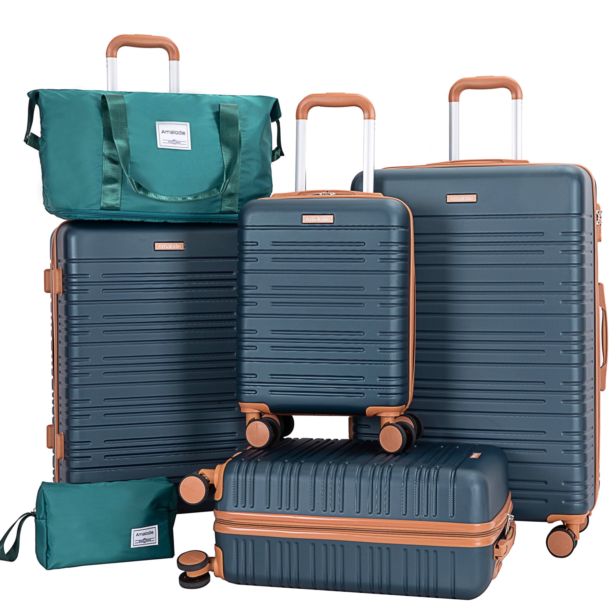 Ensemble 6 valises ABS TSA, vert foncé