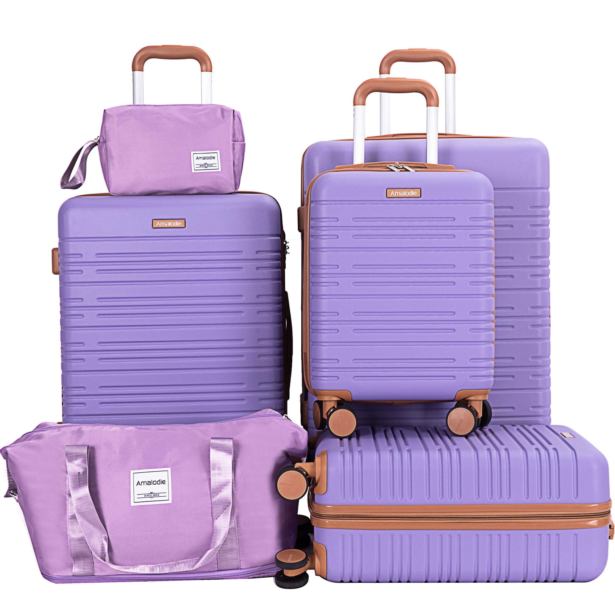 Ensemble 6 valises ABS TSA, violet pâle