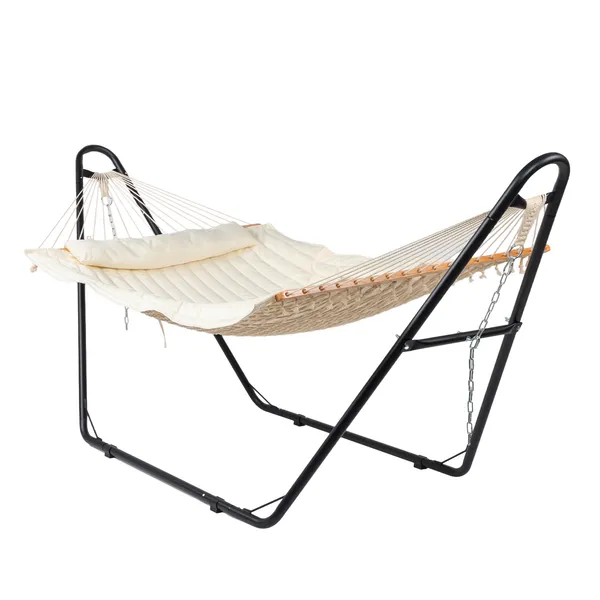Hamac avec support double tonneau, résistant, ajustable, beige