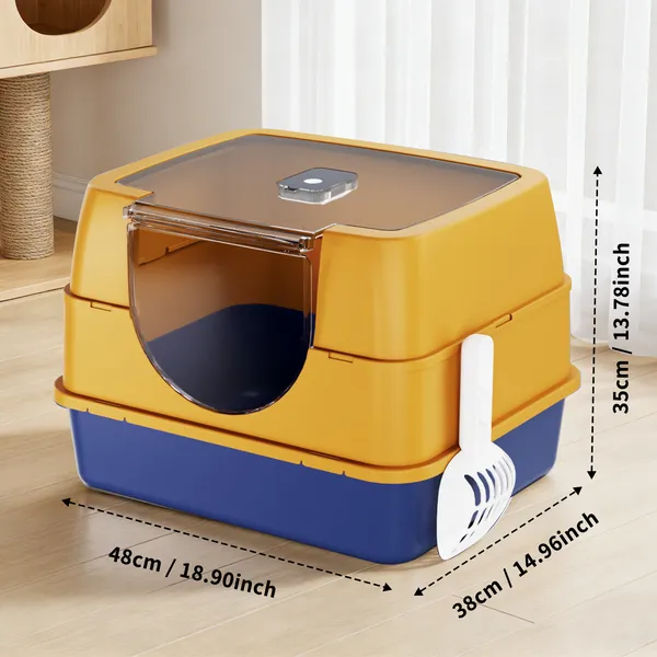 Litière chat fermée Galaxy orange, étanche odeurs