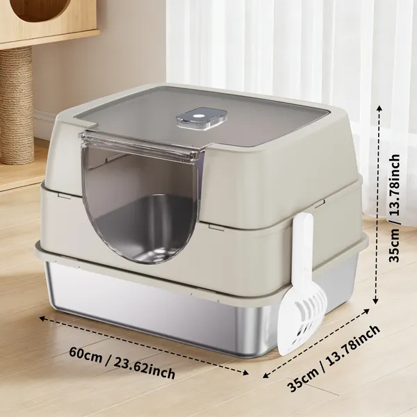 Galaxy Litière chat acier inoxydable beige anti-odeur