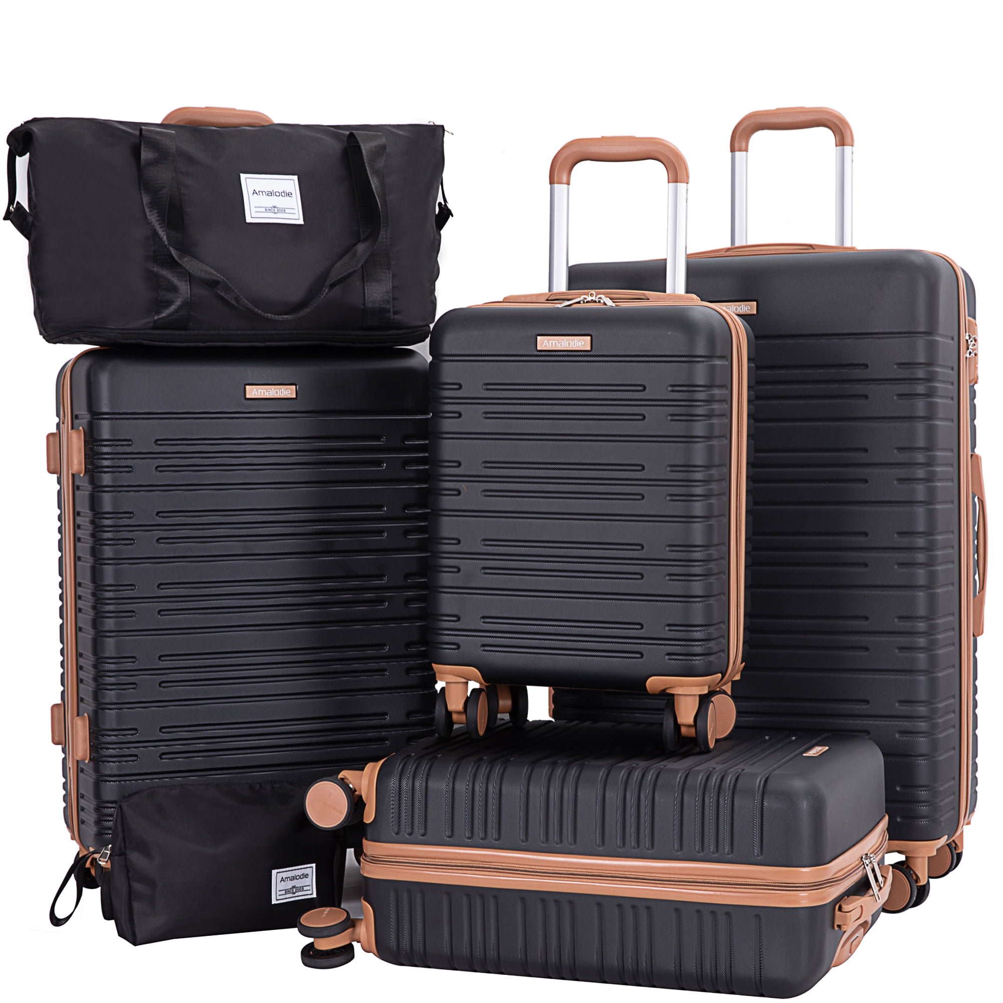 Ensemble bagages 6 pièces ABS coquille rigide TSA noir