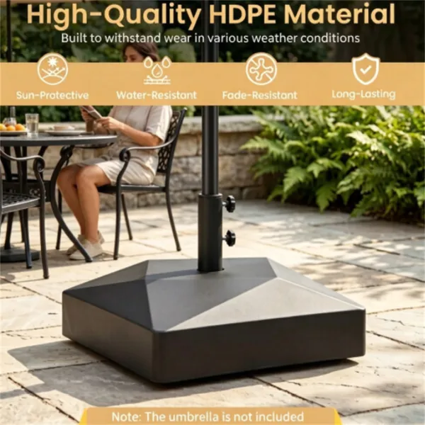 Base parasol remplissable roulettes, verrouillable, HDPE, 6-10pi